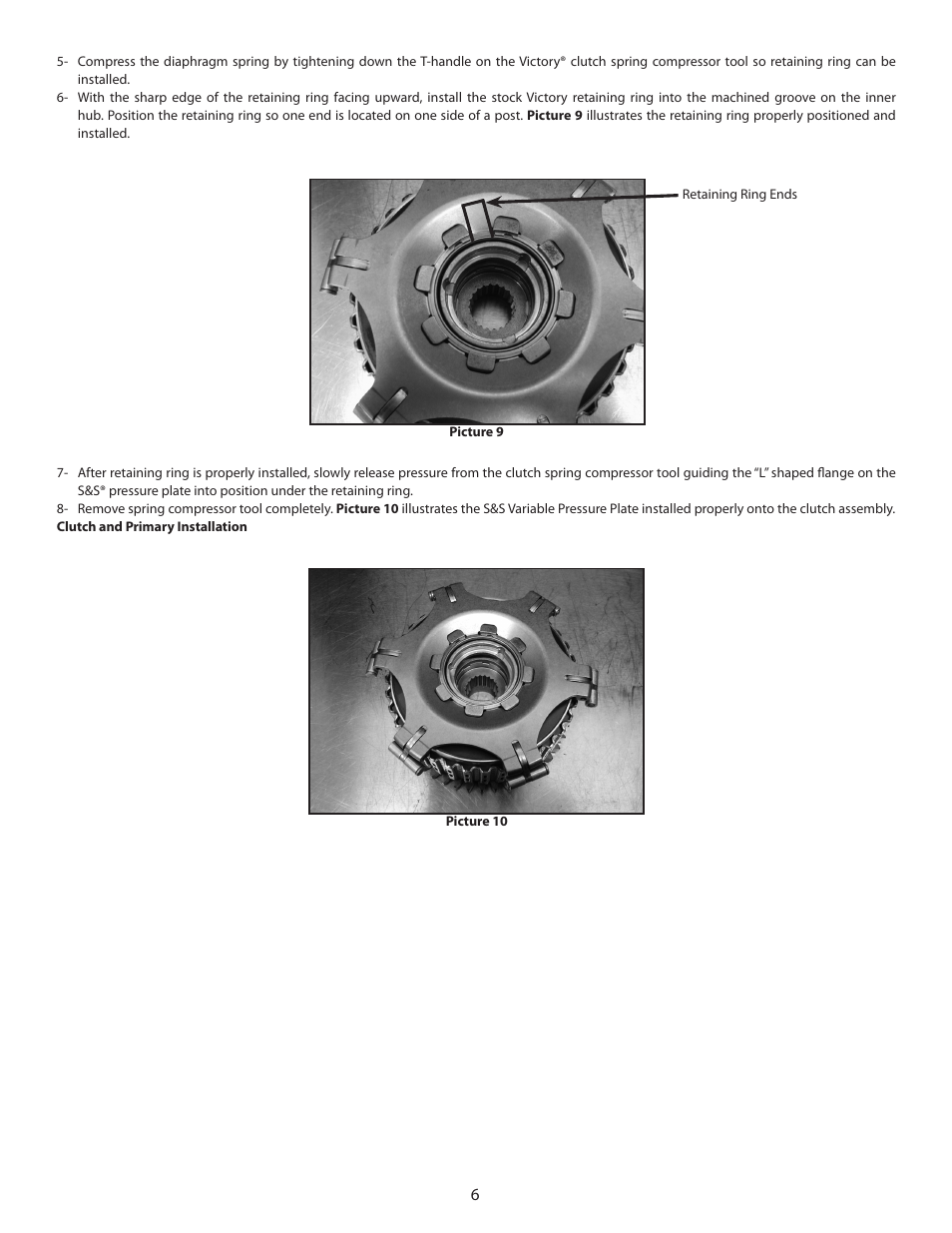 S&S Cycle Variable Pressure Plate Clutch Kit PN 106-2843 for Victory Motorcycles User Manual | Page 6 / 8