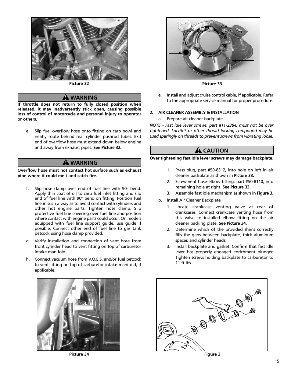 Warning, Warning caution | S&S Cycle Bore 4 1⁄8 V-Series Engines User Manual | Page 15 / 20