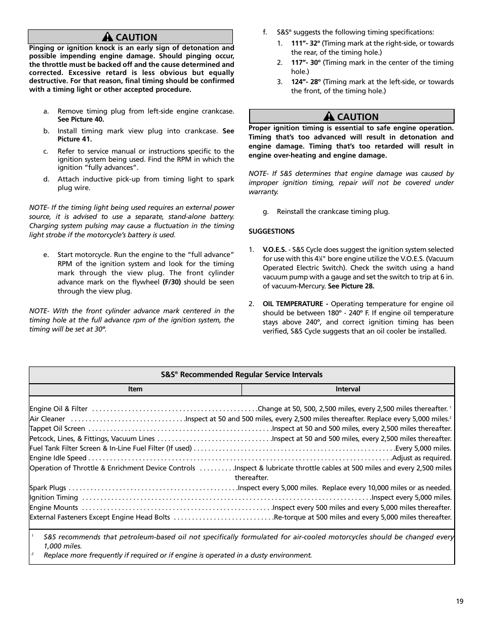 Caution | S&S Cycle Bore 4 1⁄8 V-Series Engines User Manual | Page 19 / 20