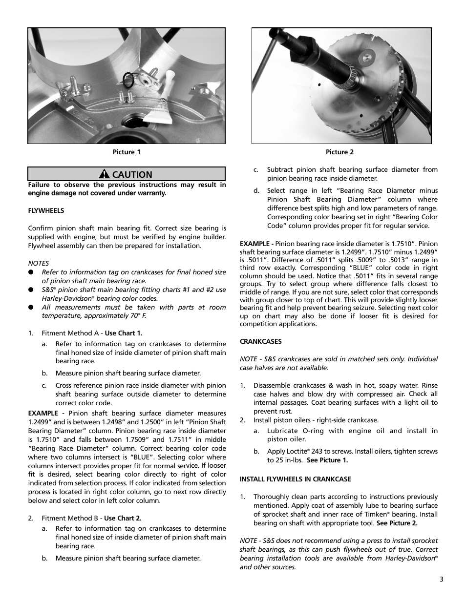 Caution | S&S Cycle Bore 4 1⁄8 V-Series Engines User Manual | Page 3 / 20