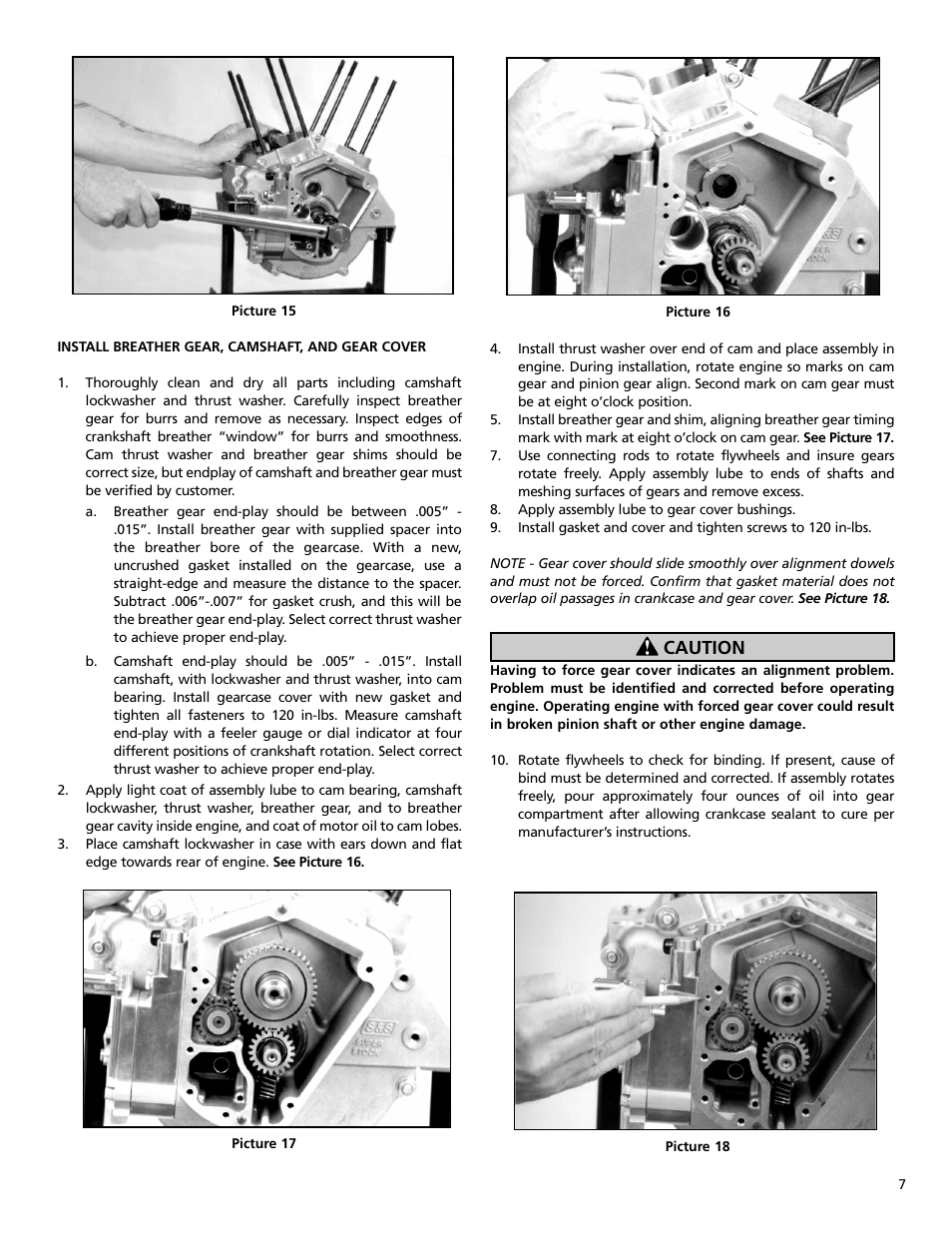Caution | S&S Cycle Bore 4 1⁄8 V-Series Engines User Manual | Page 7 / 20