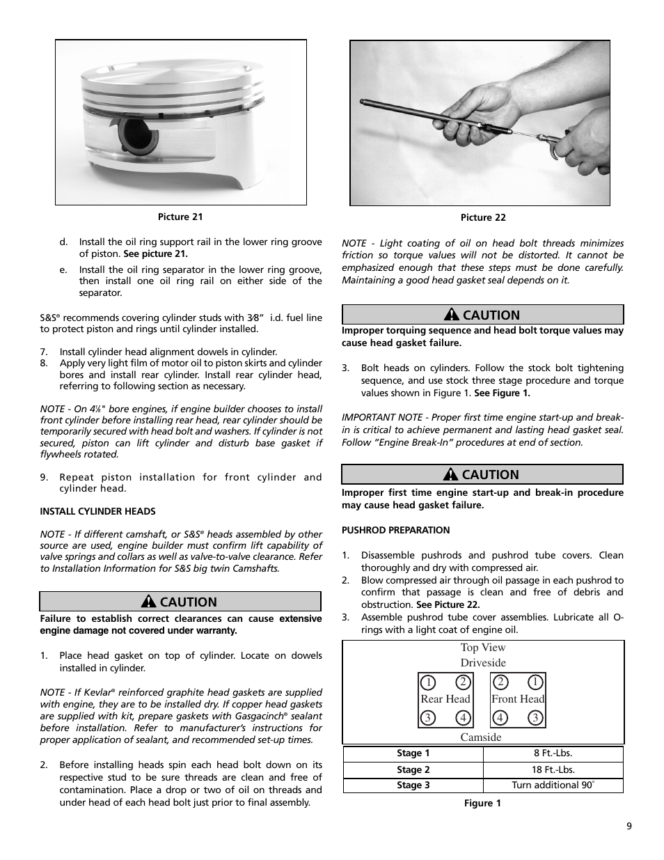 Caution | S&S Cycle Bore 4 1⁄8 V-Series Engines User Manual | Page 9 / 20