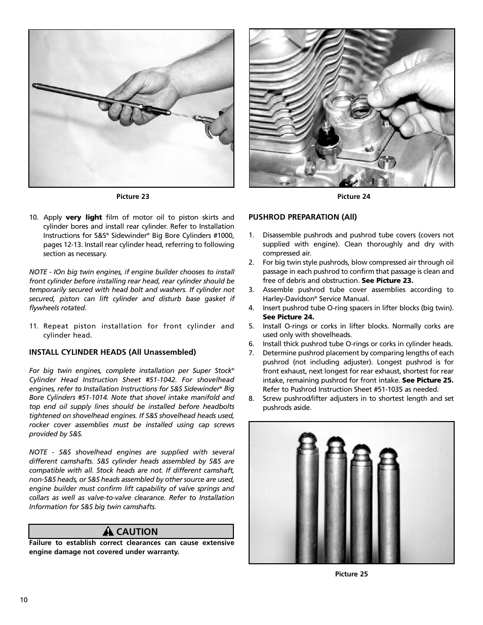 Caution | S&S Cycle Big Twin Engines with 3-1/2 and 3-5/8 Bore Crankcases and Special Application (SA) 4 Bore Crankcases User Manual | Page 10 / 16