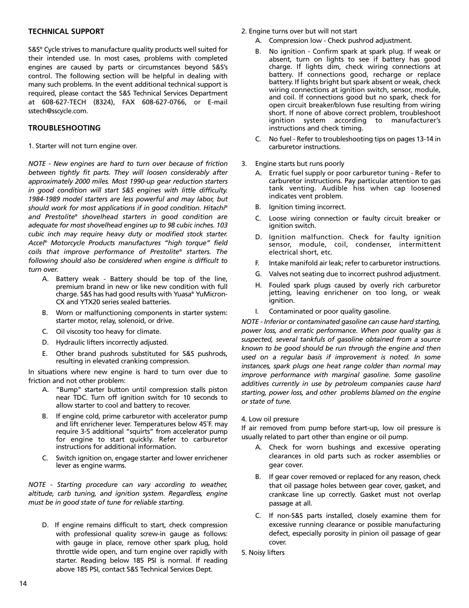 S&S Cycle Big Twin Engines with 3-1/2 and 3-5/8 Bore Crankcases and Special Application (SA) 4 Bore Crankcases User Manual | Page 14 / 16