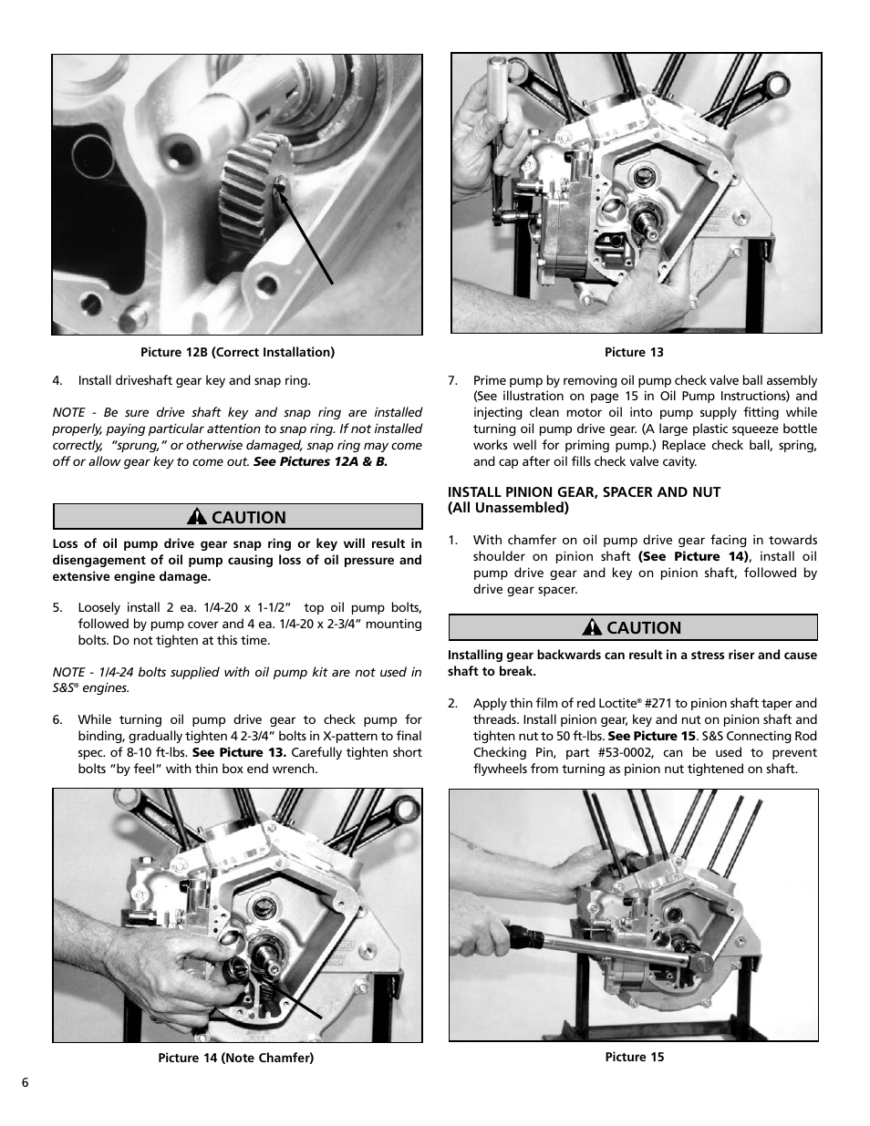 Caution | S&S Cycle Big Twin Engines with 3-1/2 and 3-5/8 Bore Crankcases and Special Application (SA) 4 Bore Crankcases User Manual | Page 6 / 16