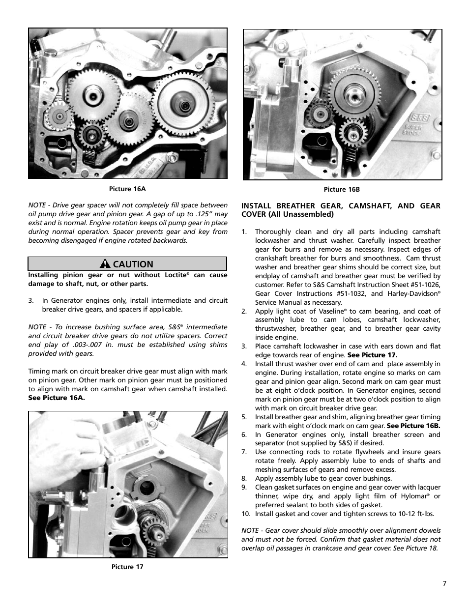 Caution | S&S Cycle Big Twin Engines with 3-1/2 and 3-5/8 Bore Crankcases and Special Application (SA) 4 Bore Crankcases User Manual | Page 7 / 16