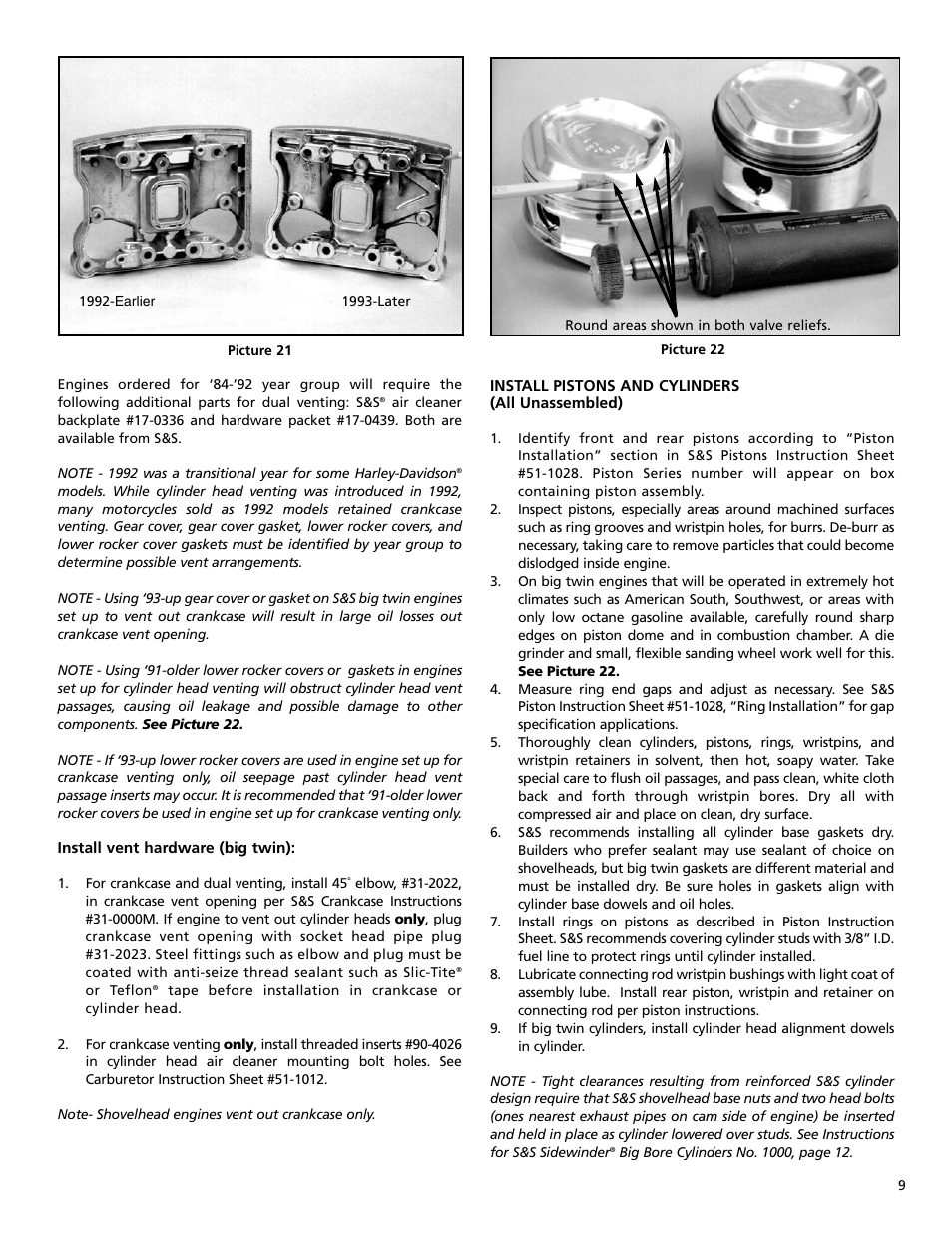 S&S Cycle Big Twin Engines with 3-1/2 and 3-5/8 Bore Crankcases and Special Application (SA) 4 Bore Crankcases User Manual | Page 9 / 16