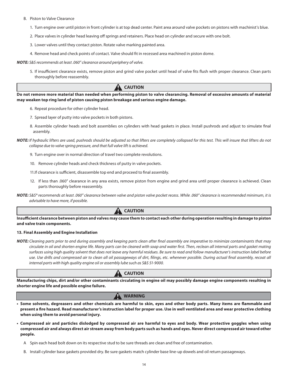 S&S Cycle Sidewinder 3 5⁄8 Big Bore Cylinders for Harley-Davidson Sportster Models—1986–2003 User Manual | Page 14 / 20