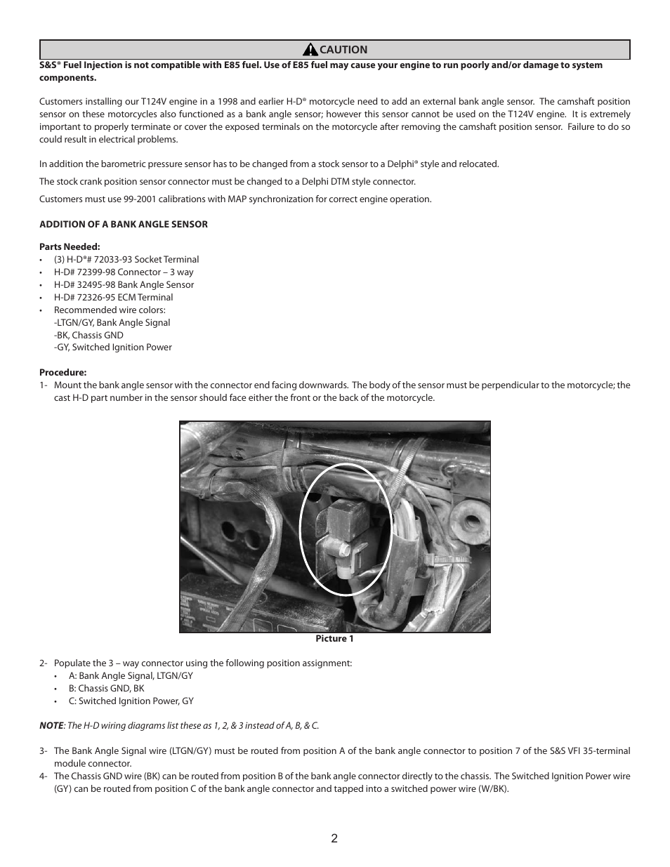 S&S Cycle T124V Engine VFI for 1995 1/2-1998 Chassis User Manual | Page 2 / 4