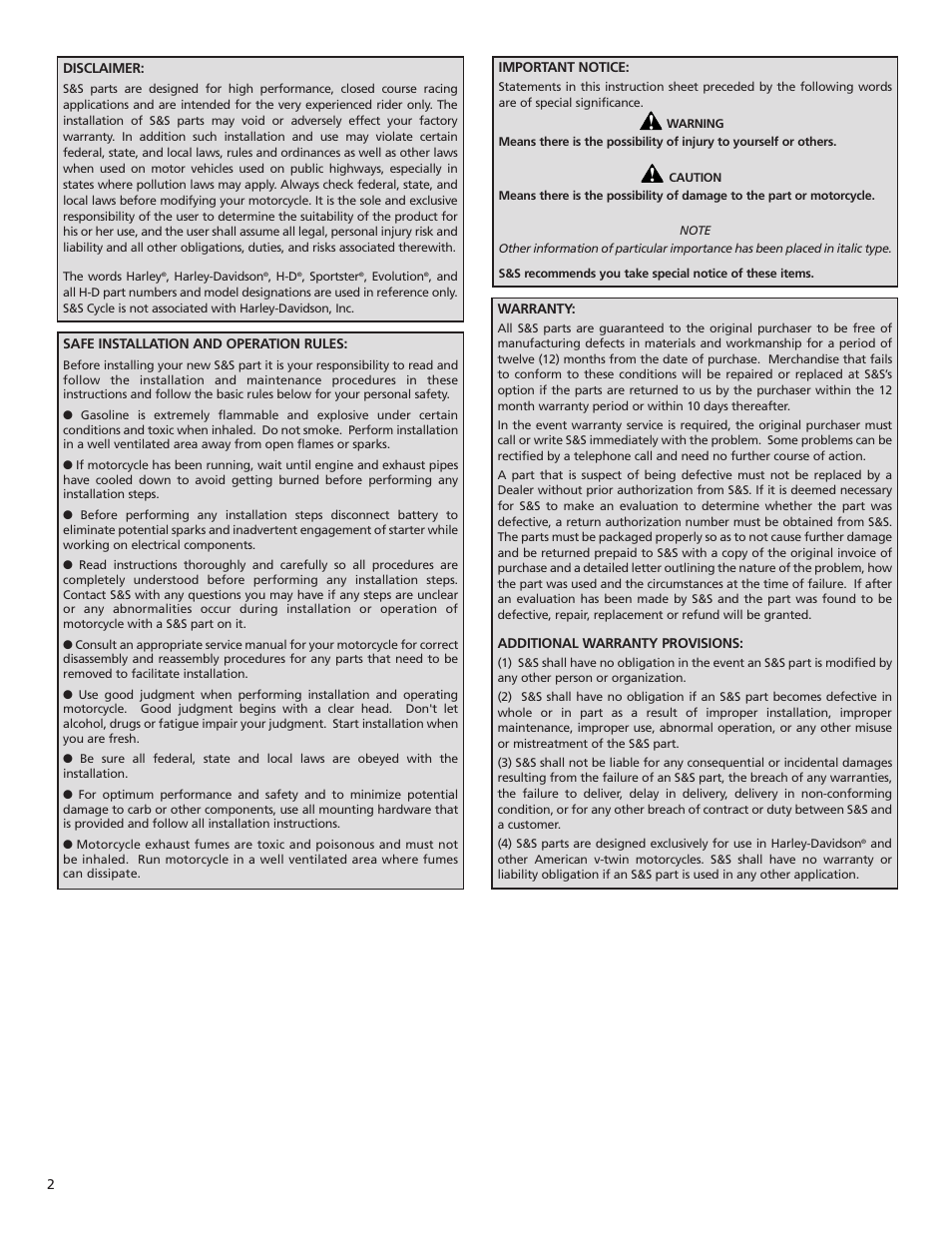 S&S Cycle T111 Engine Assembly User Manual | Page 2 / 16