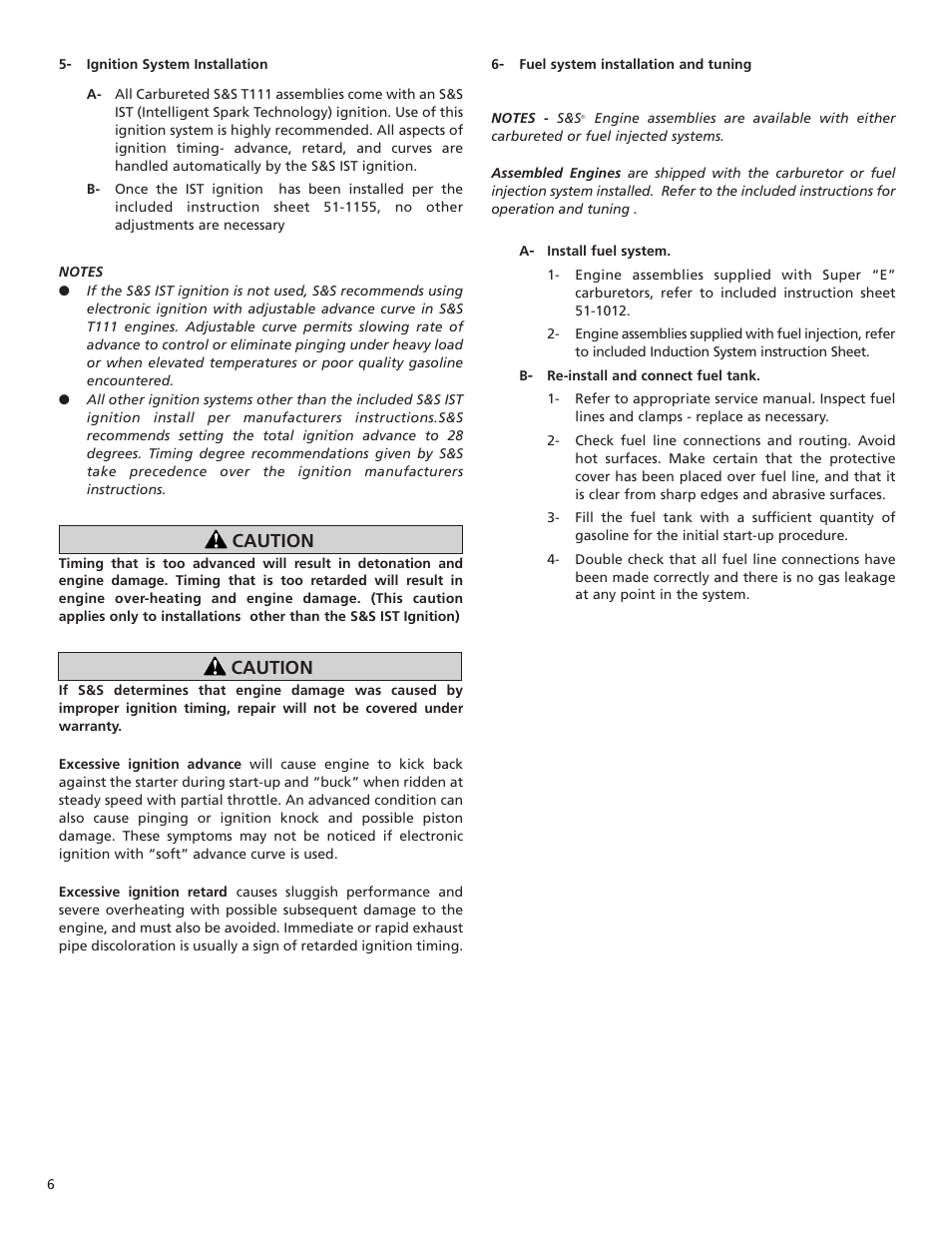 Caution | S&S Cycle T111 Engine Assembly User Manual | Page 6 / 16