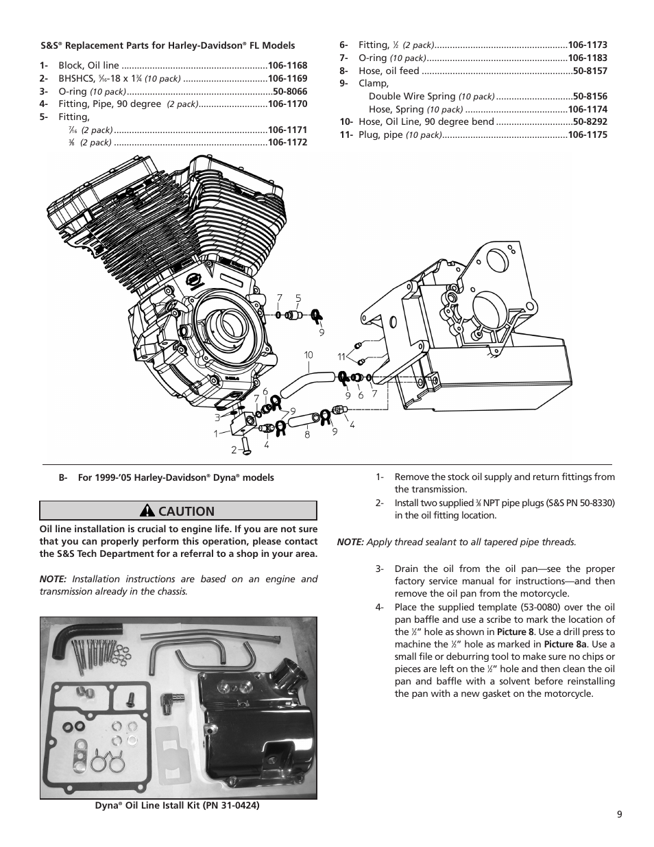 Caution | S&S Cycle T111 Engine Assembly User Manual | Page 9 / 16
