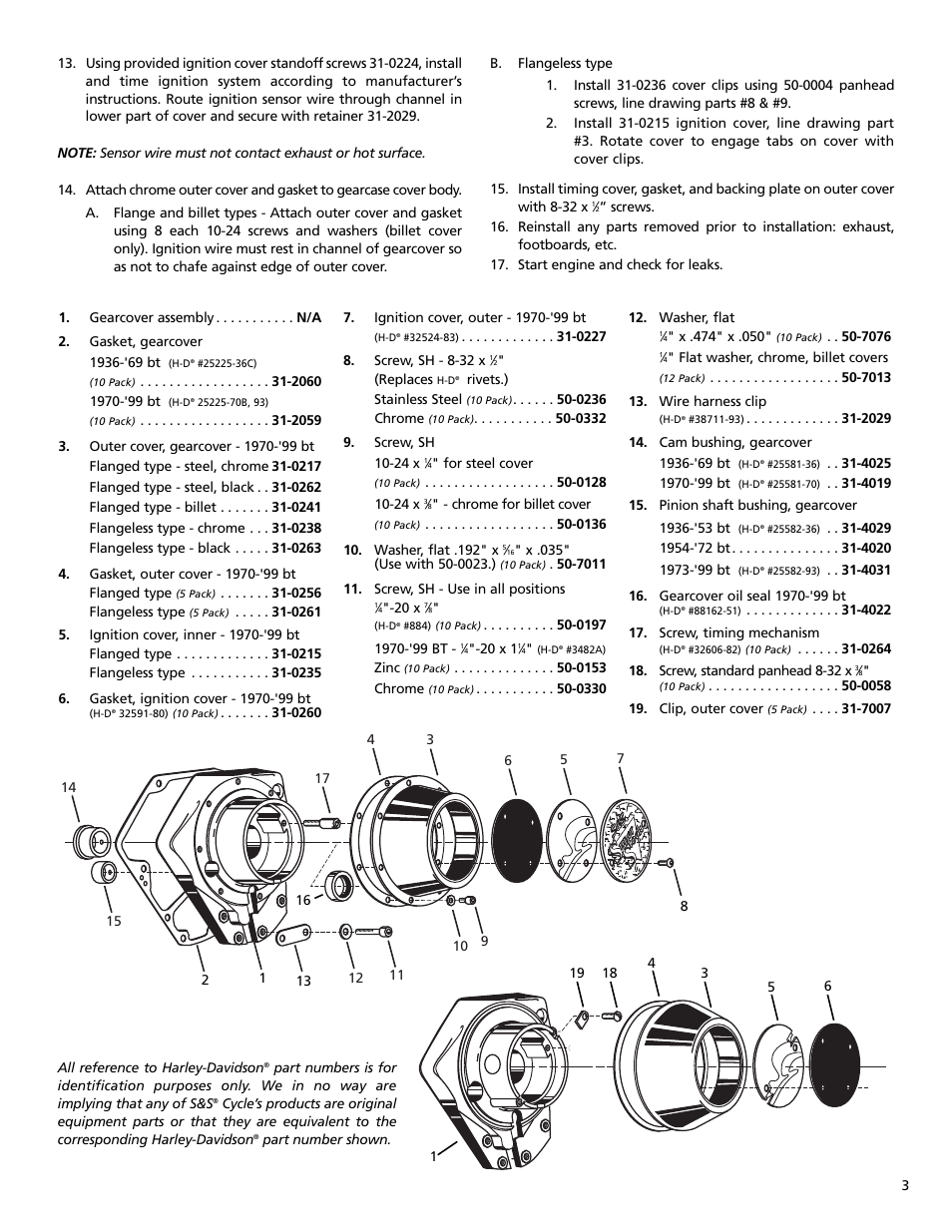S&S Cycle Big Twin Crankcase Gearcover Kits User Manual | Page 3 / 4