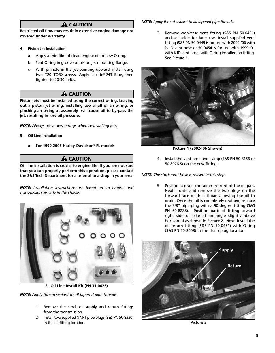 Caution | S&S Cycle Crankcase for Harley-Davidson Twin Cam 88 Engines User Manual | Page 5 / 12