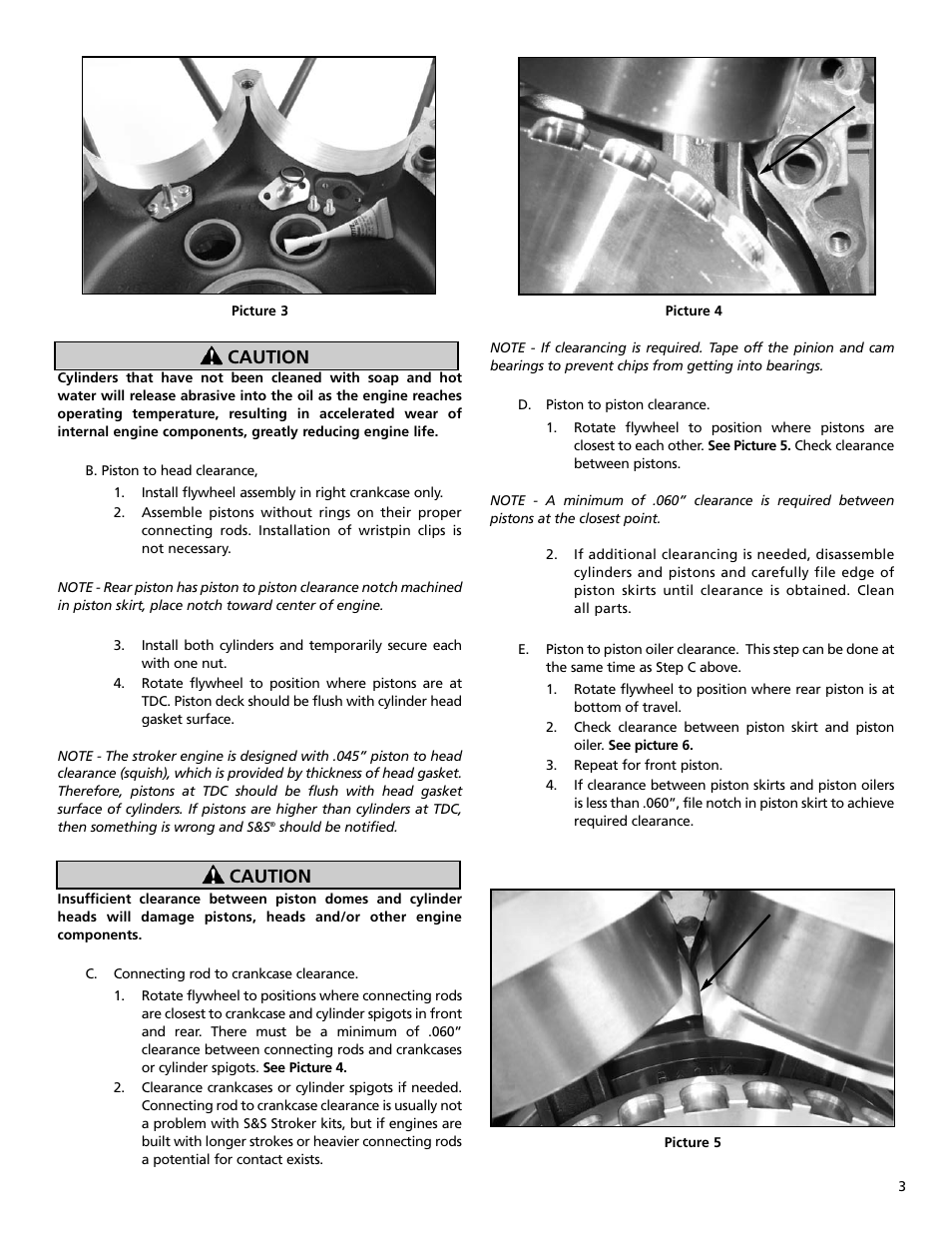 Caution | S&S Cycle Stroker Kits 106 for Harley-Davidson Twin Cam 88 Engines User Manual | Page 3 / 8