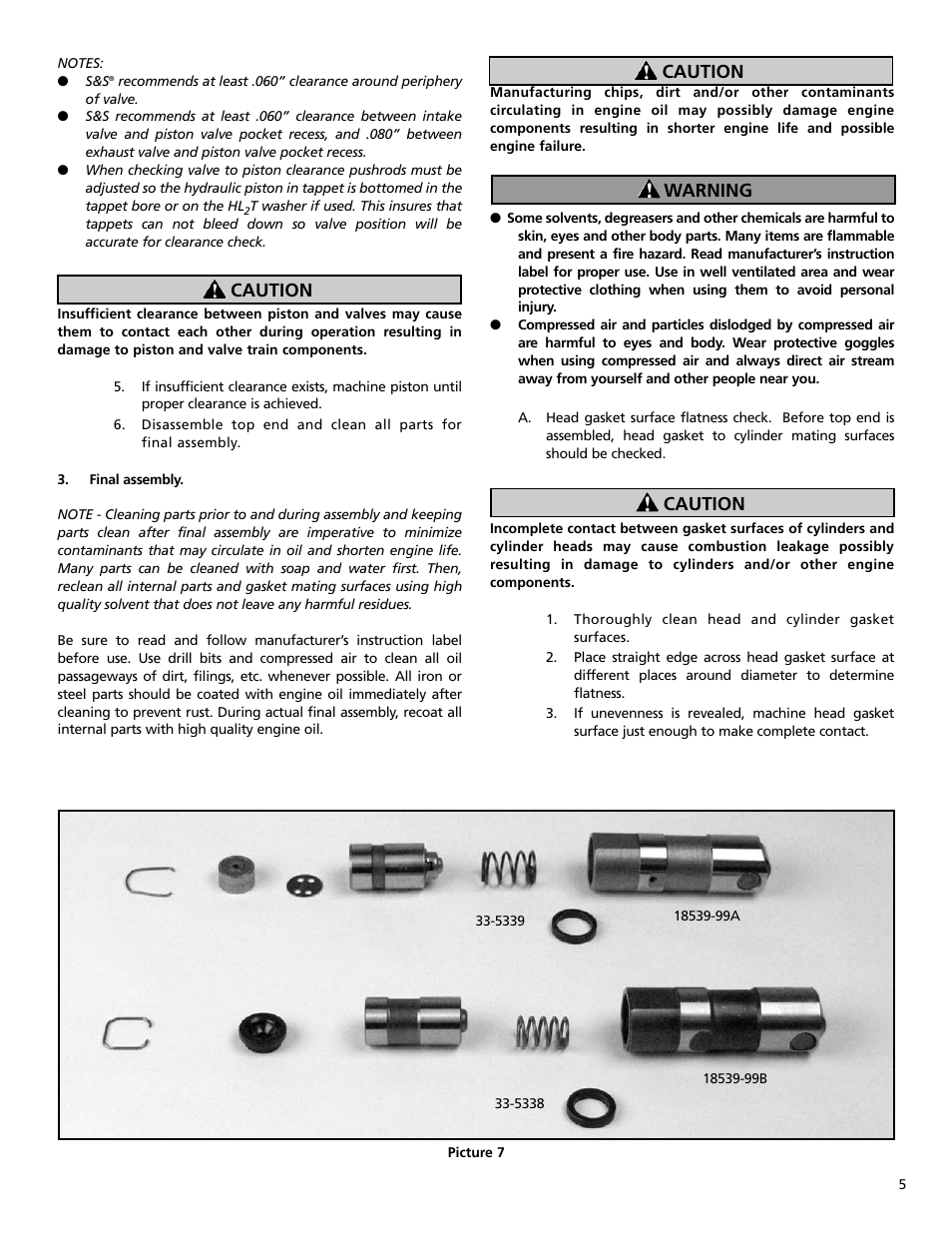 Caution, Caution warning caution | S&S Cycle Stroker Kits 106 for Harley-Davidson Twin Cam 88 Engines User Manual | Page 5 / 8