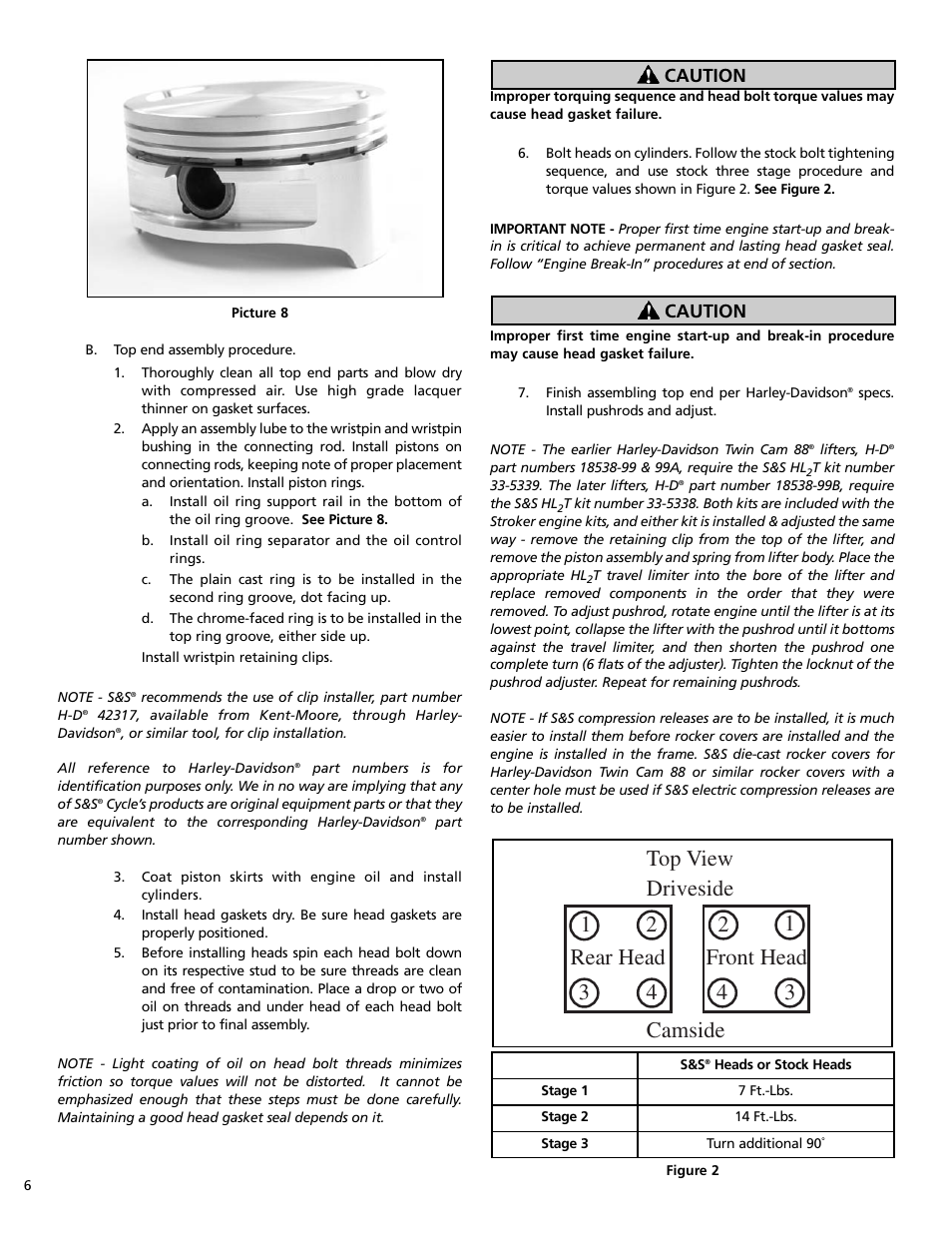 Caution | S&S Cycle Stroker Kits 106 for Harley-Davidson Twin Cam 88 Engines User Manual | Page 6 / 8