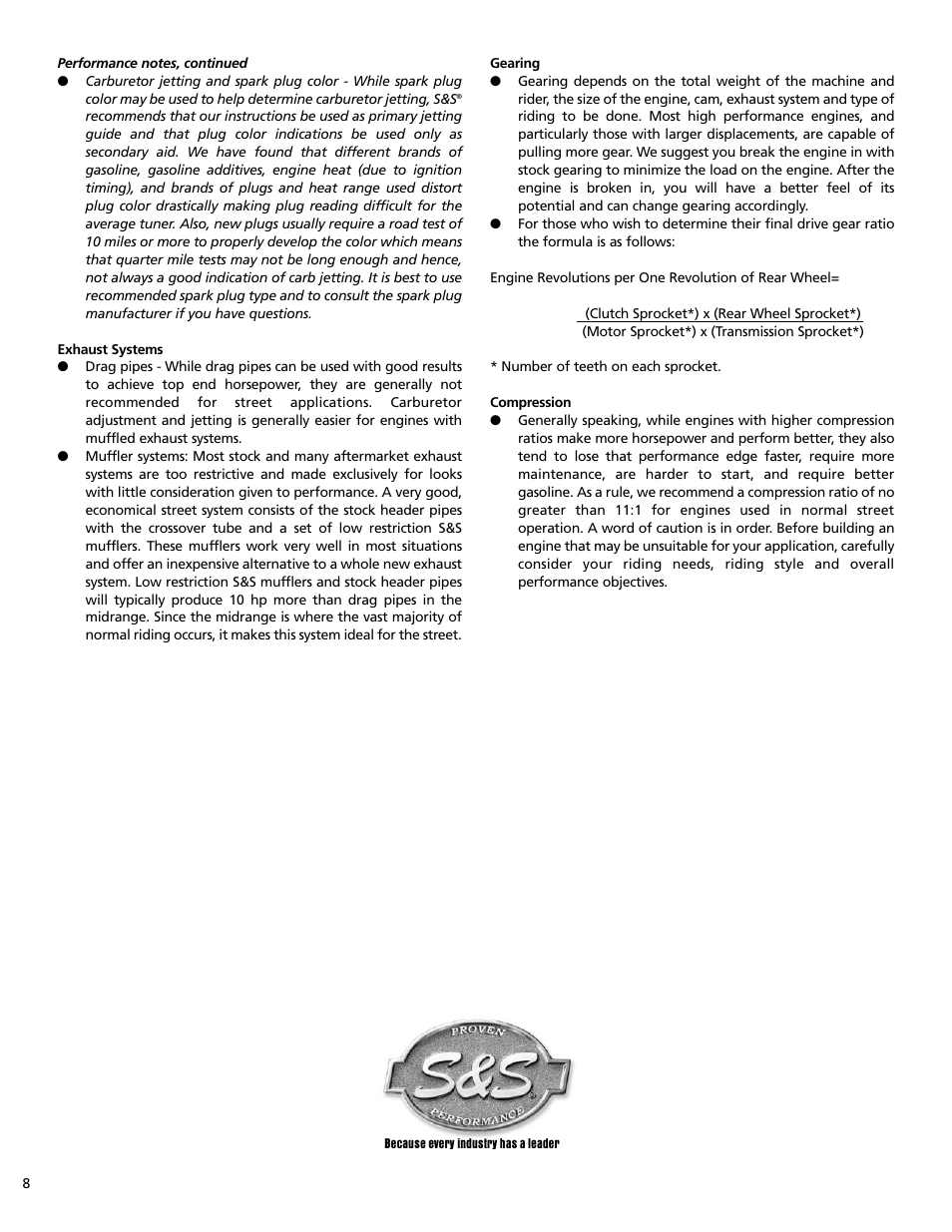 S&S Cycle Stroker Kits 106 for Harley-Davidson Twin Cam 88 Engines User Manual | Page 8 / 8