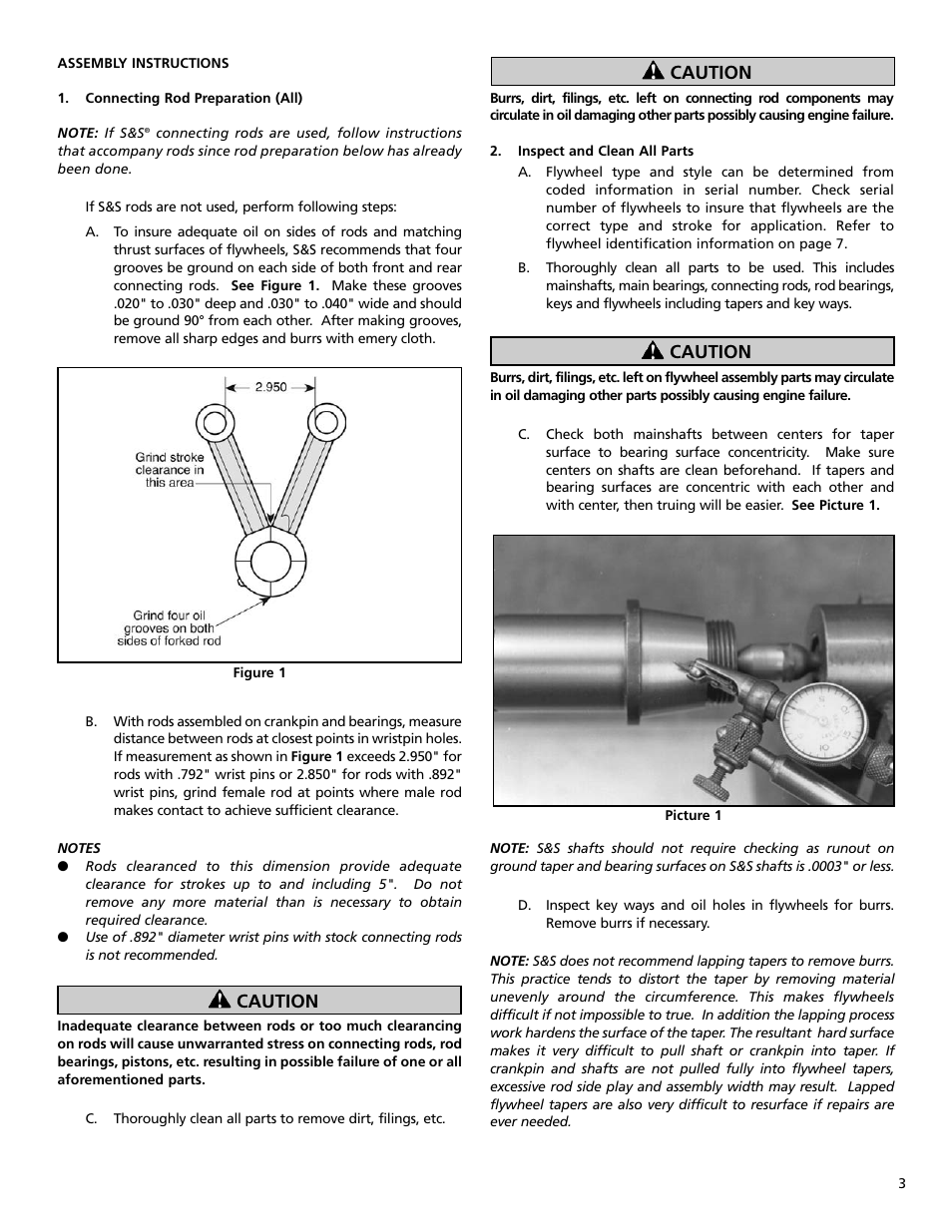 Caution | S&S Cycle General Flywheel User Manual | Page 3 / 8