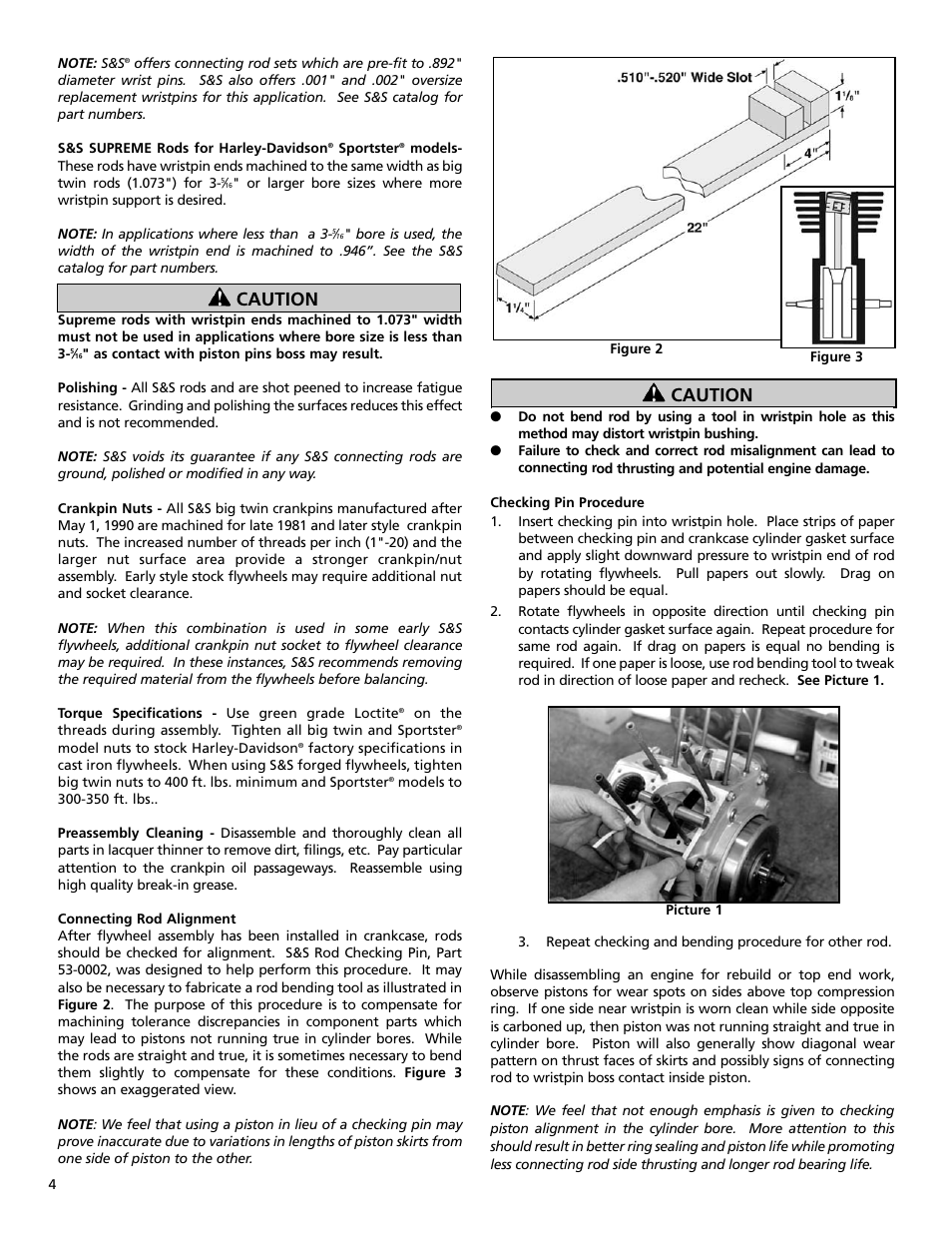 Caution | S&S Cycle Connecting Rods User Manual | Page 4 / 4