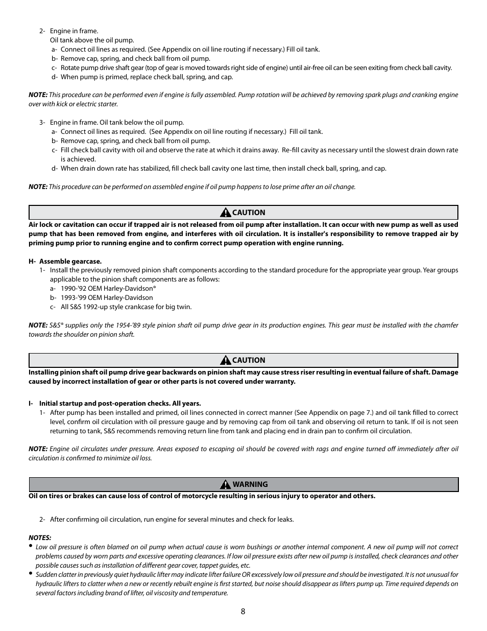 S&S Cycle HVHP Oil Pump Kits for Big Twin User Manual | Page 8 / 10