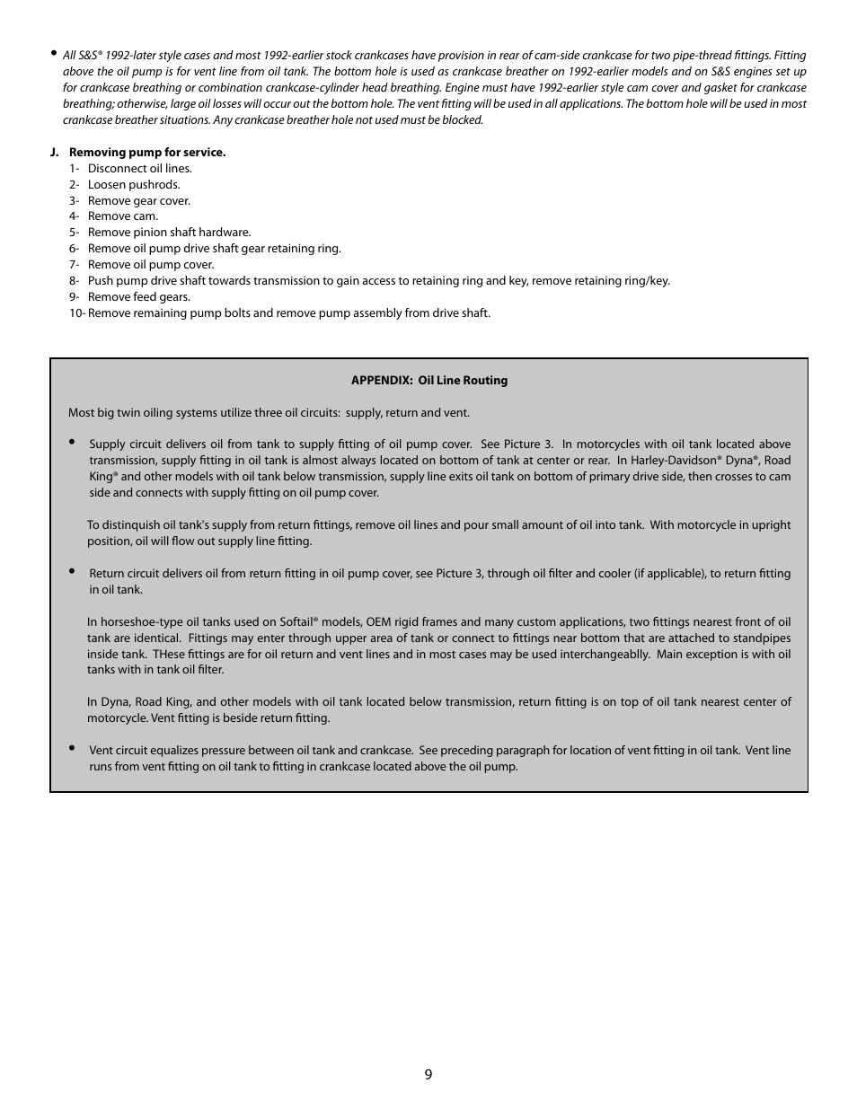 S&S Cycle HVHP Oil Pump Kits for Big Twin User Manual | Page 9 / 10