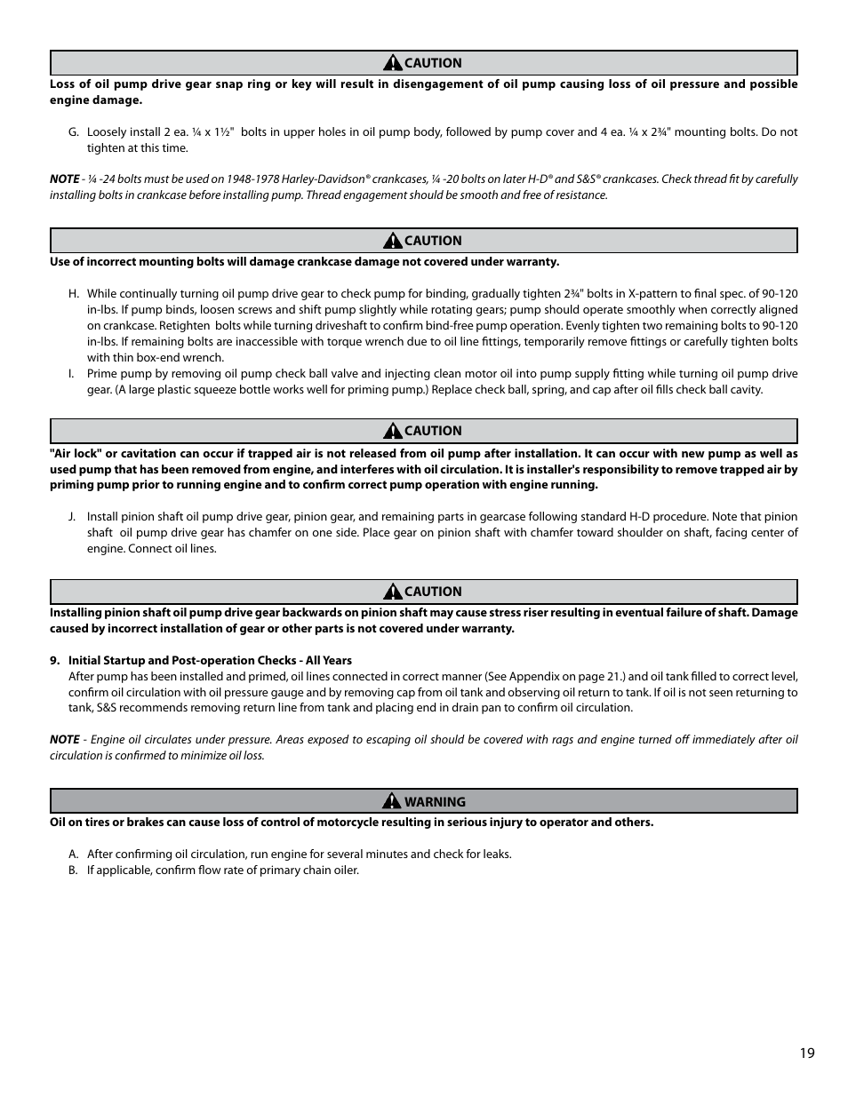 S&S Cycle Billet Oil Pump for Big Twin Engines User Manual | Page 19 / 24