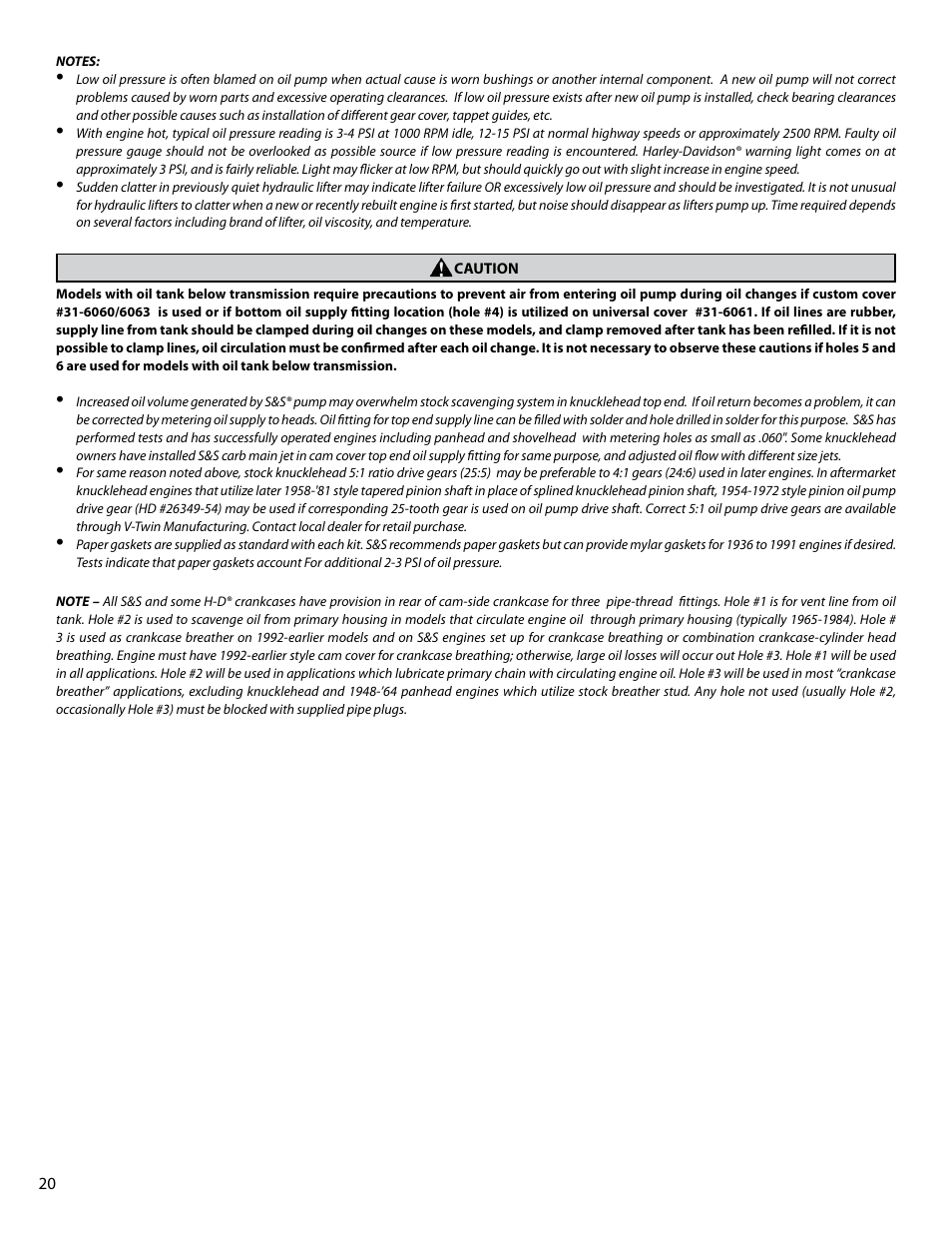 S&S Cycle Billet Oil Pump for Big Twin Engines User Manual | Page 20 / 24