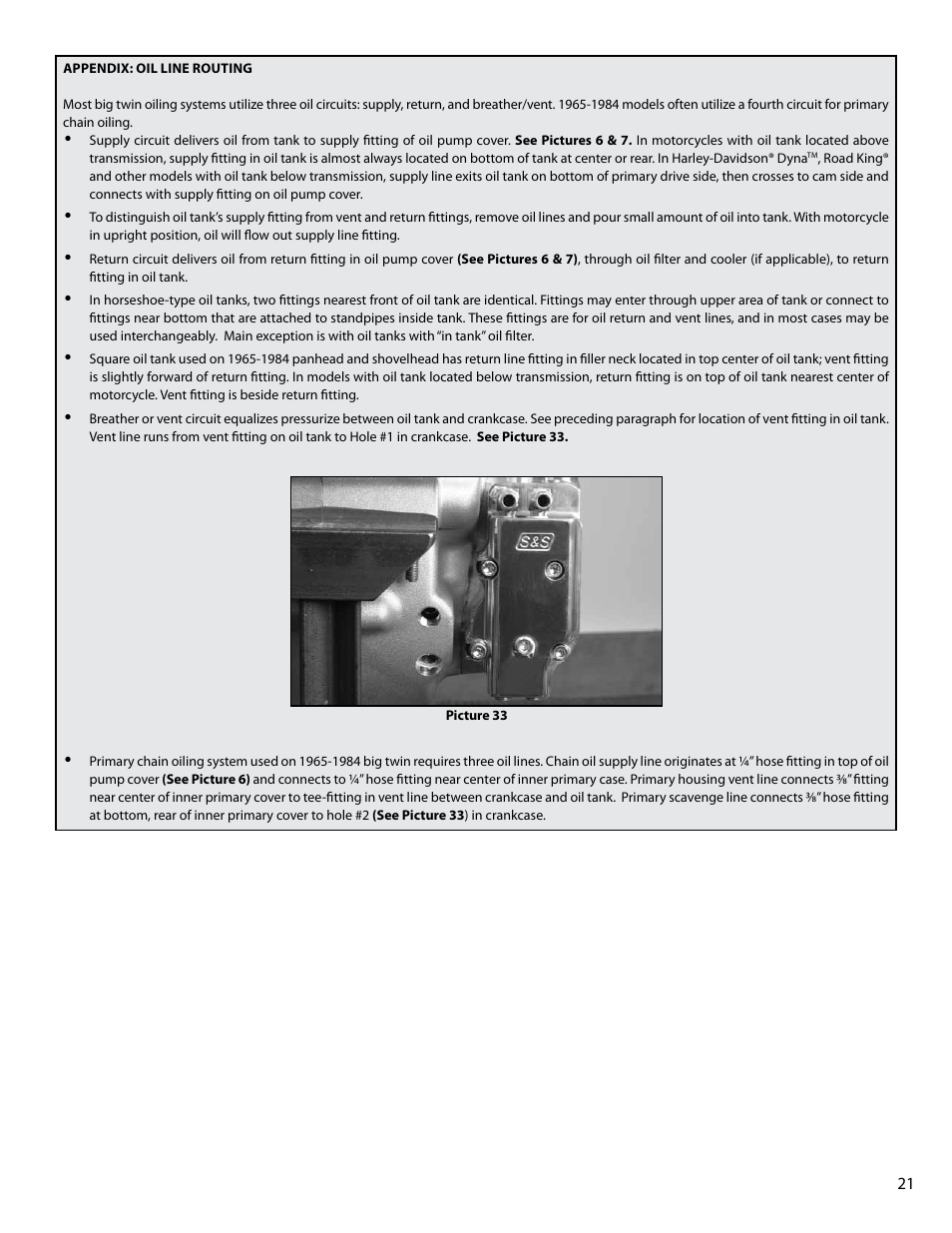 S&S Cycle Billet Oil Pump for Big Twin Engines User Manual | Page 21 / 24