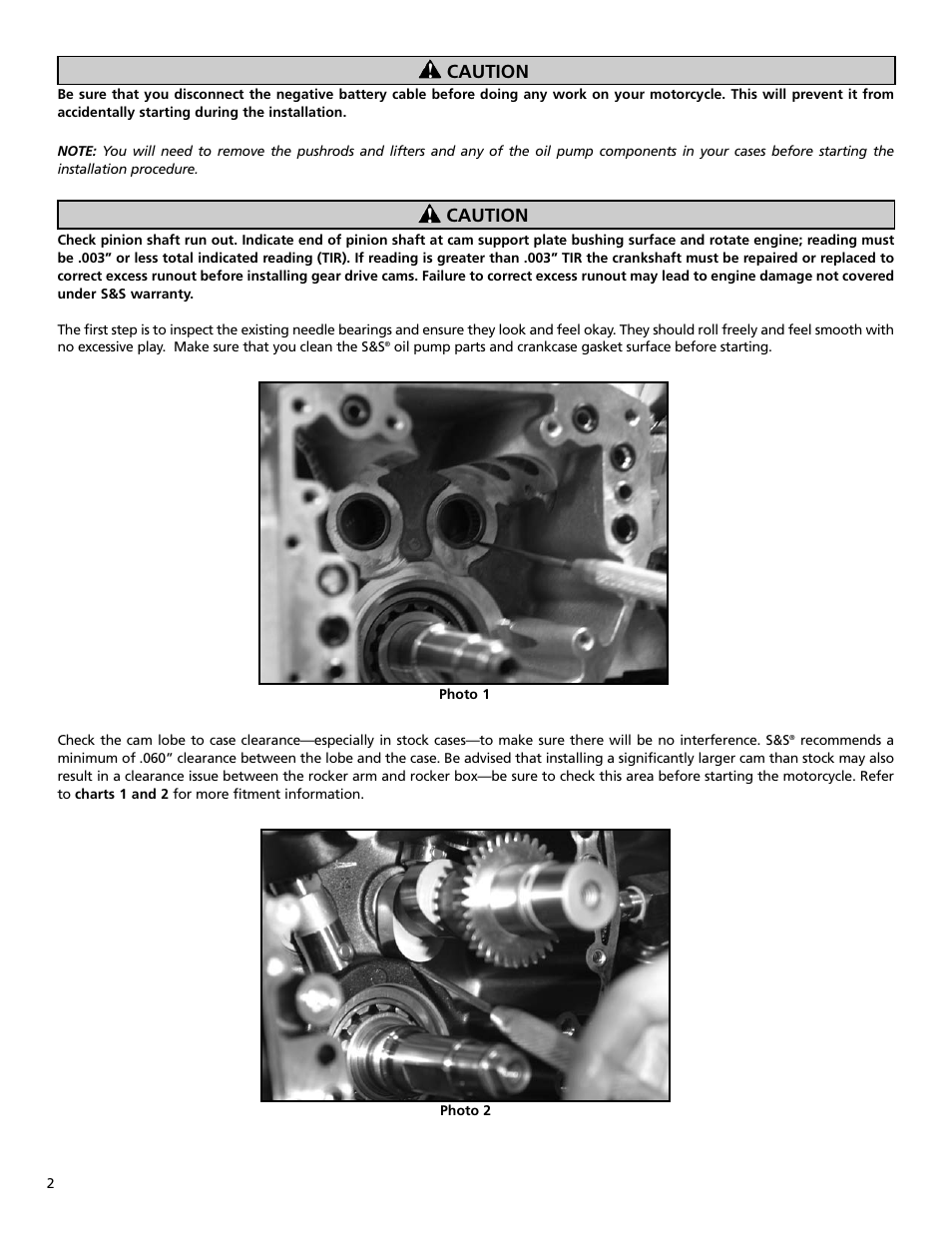 Caution | S&S Cycle Oil Pump for T-Series Engines & Harley-Davidson Twin Cam 88 Engines User Manual | Page 2 / 16