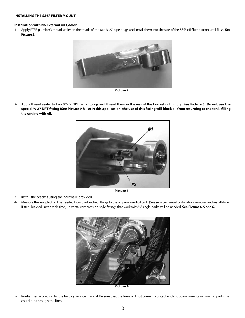 S&S Cycle Billet Oil Filter Mount with Oil Cooler Machining PN 31-4105 User Manual | Page 3 / 8