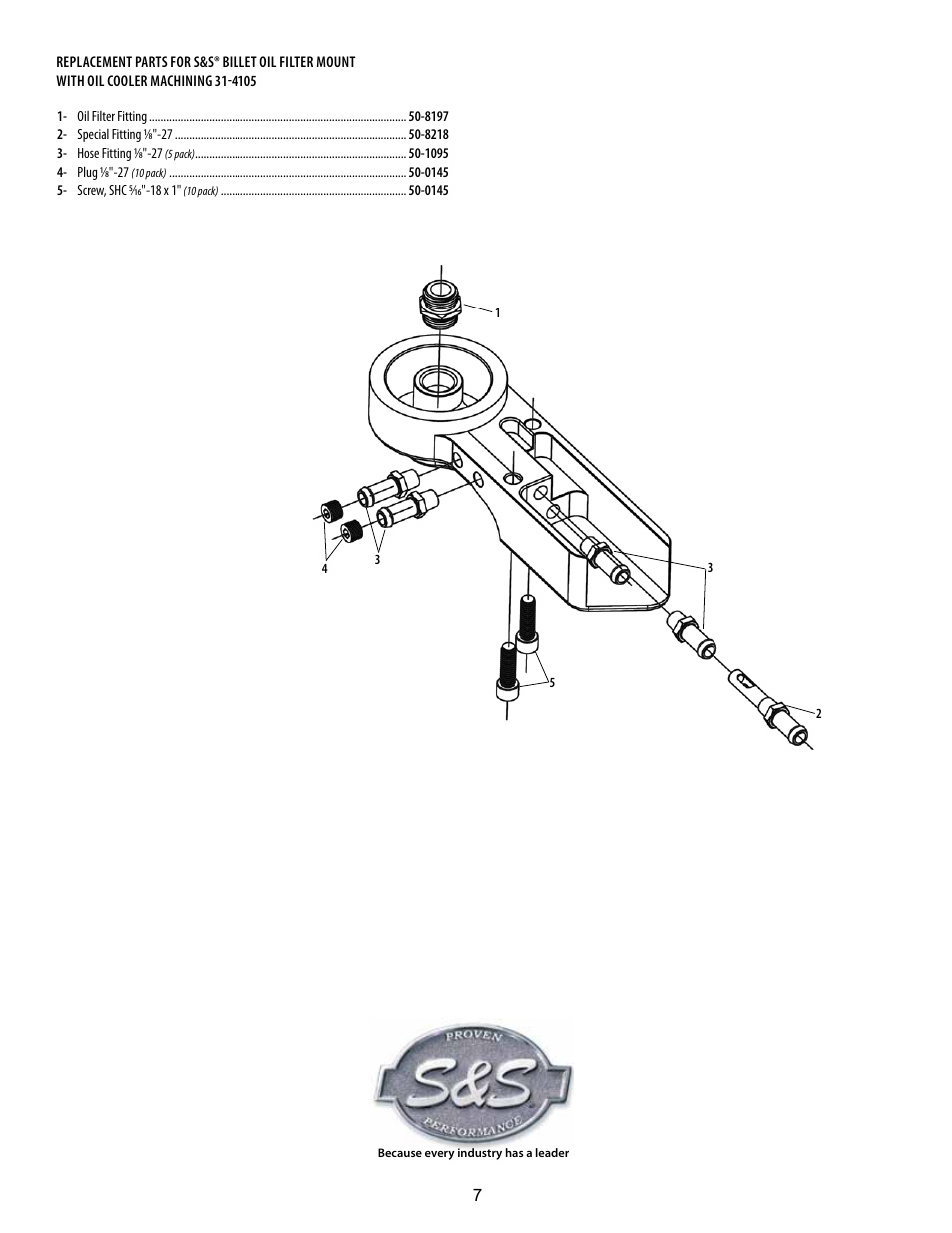 S&S Cycle Billet Oil Filter Mount with Oil Cooler Machining PN 31-4105 User Manual | Page 7 / 8