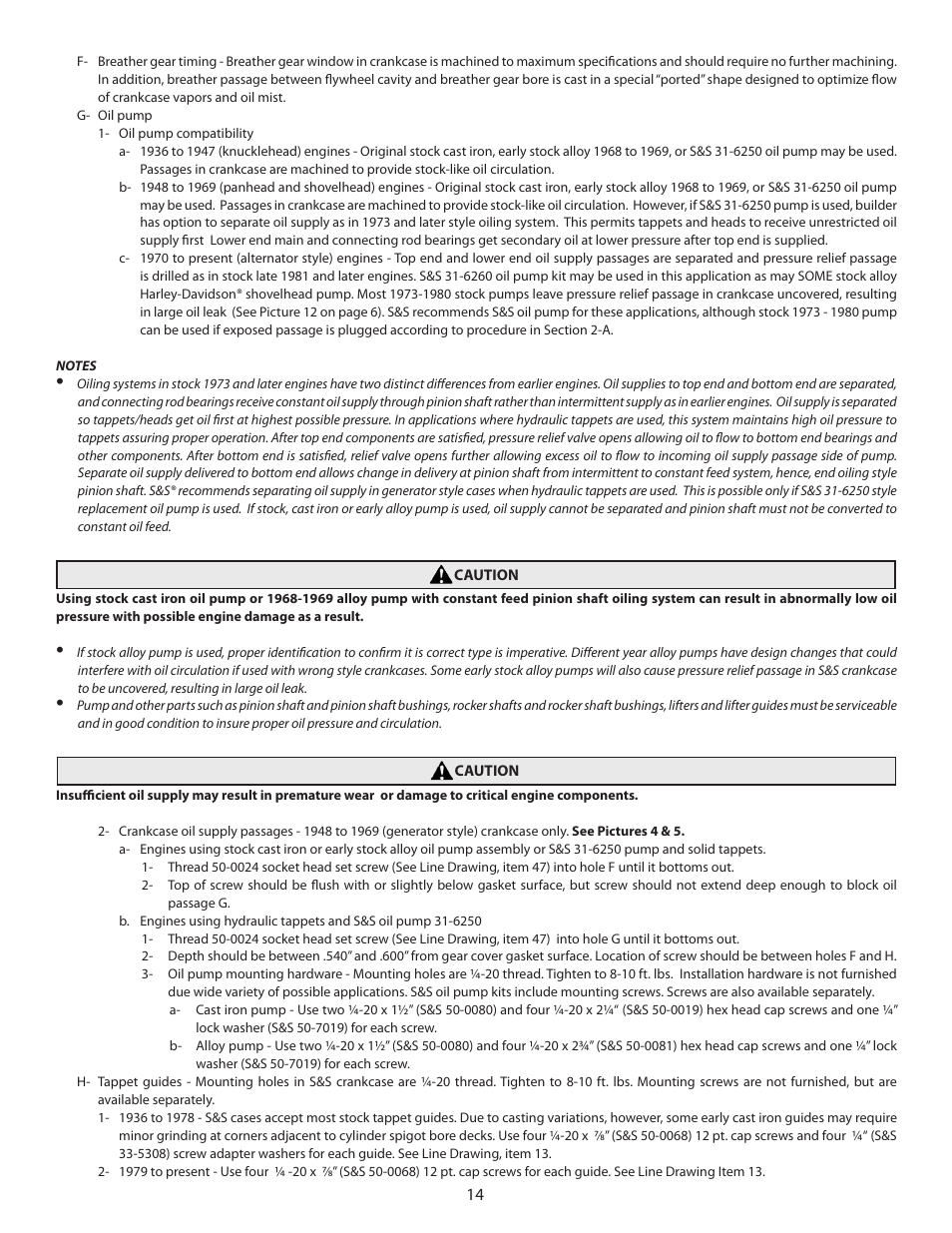 S&S Cycle Super Stock and Special Application Crankcases for 1936-99 Big Twin Engines User Manual | Page 14 / 20