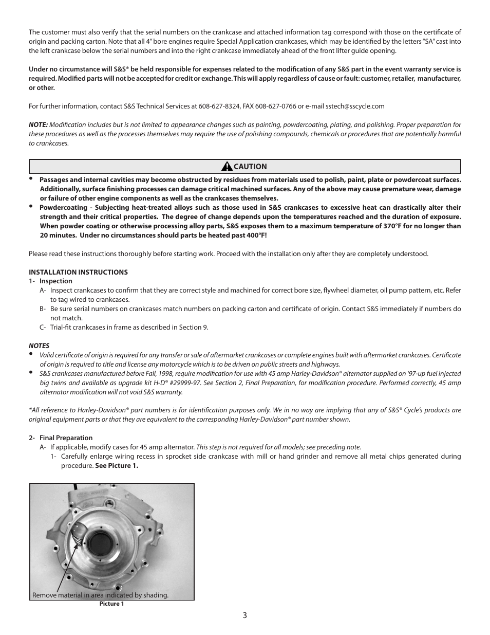 S&S Cycle Super Stock and Special Application Crankcases for 1936-99 Big Twin Engines User Manual | Page 3 / 20