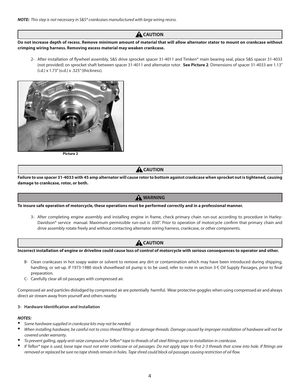 S&S Cycle Super Stock and Special Application Crankcases for 1936-99 Big Twin Engines User Manual | Page 4 / 20