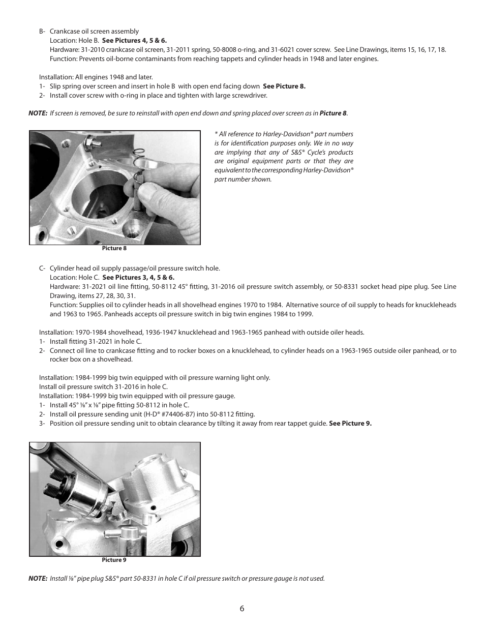 S&S Cycle Super Stock and Special Application Crankcases for 1936-99 Big Twin Engines User Manual | Page 6 / 20