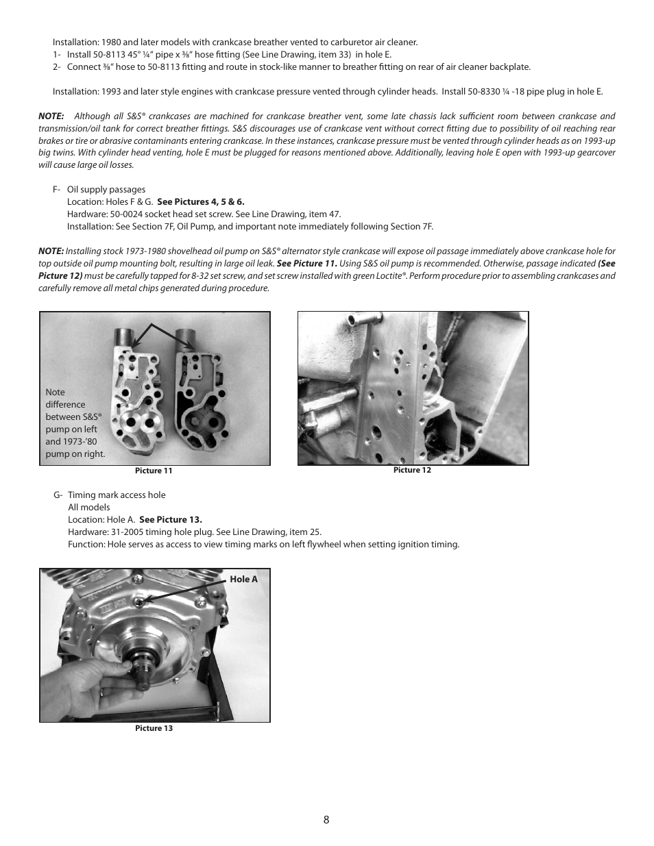 S&S Cycle Super Stock and Special Application Crankcases for 1936-99 Big Twin Engines User Manual | Page 8 / 20