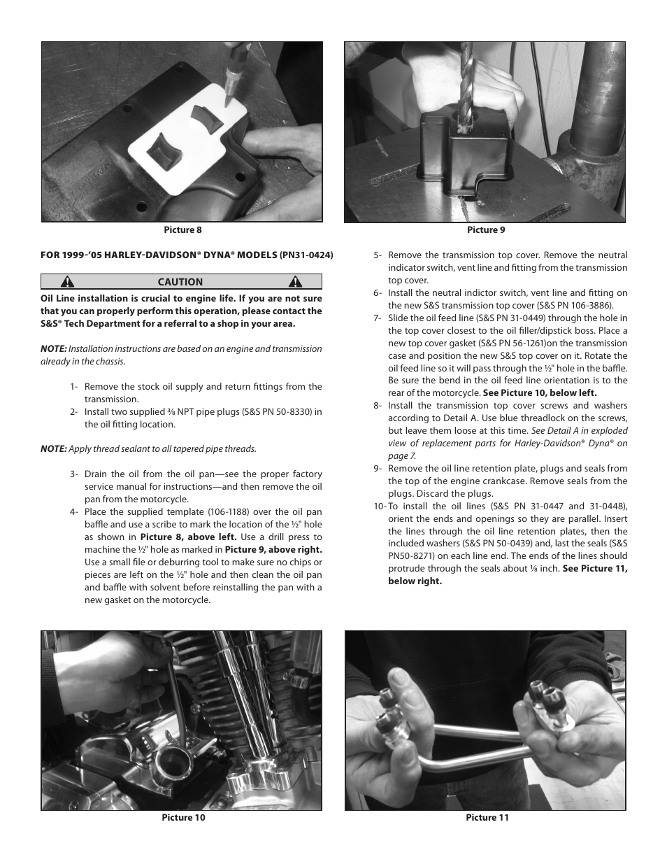 S&S Cycle Oil Supply Line Installation Kit PN 31-0424 (For 1999–2005 Harley-Davidson Dyna Models) PN 31-0425 (For 2000–2006 FLT Models) User Manual | Page 5 / 7