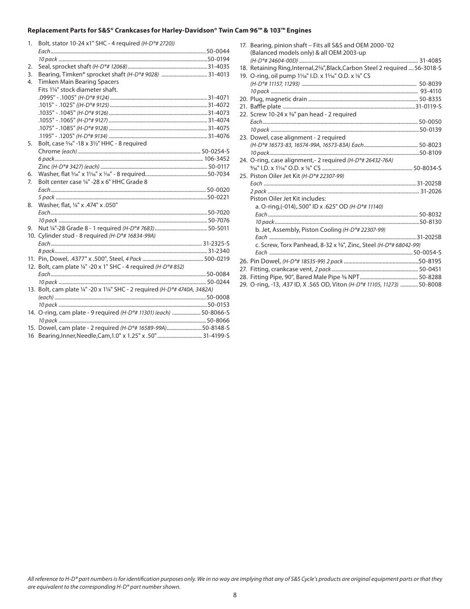 S&S Cycle Crankcases for Harley-Davidson 2007–Up Touring Models With Twin Cam 96/103 Engines User Manual | Page 8 / 9