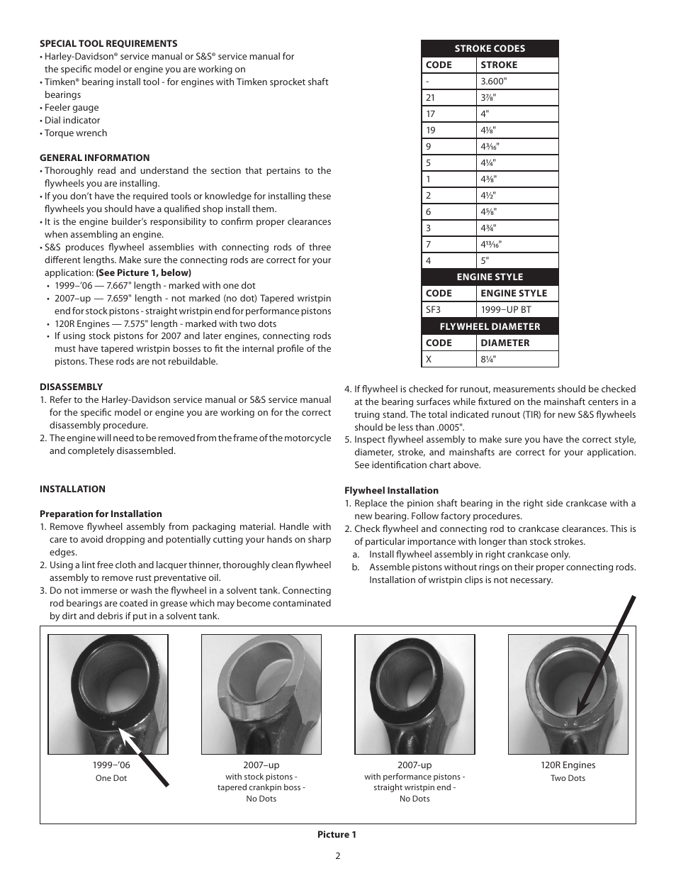 S&S Cycle Three Piece Flywheel Assemblies for 1999-Up Harley-Davidson big twin engines and S&S T-Series engines User Manual | Page 2 / 4