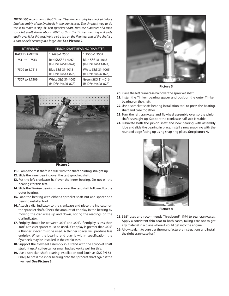 S&S Cycle Three Piece Flywheel Assemblies for S&S V-Series Engines for 1984-99 Harley-Davidson Big Twins User Manual | Page 3 / 5