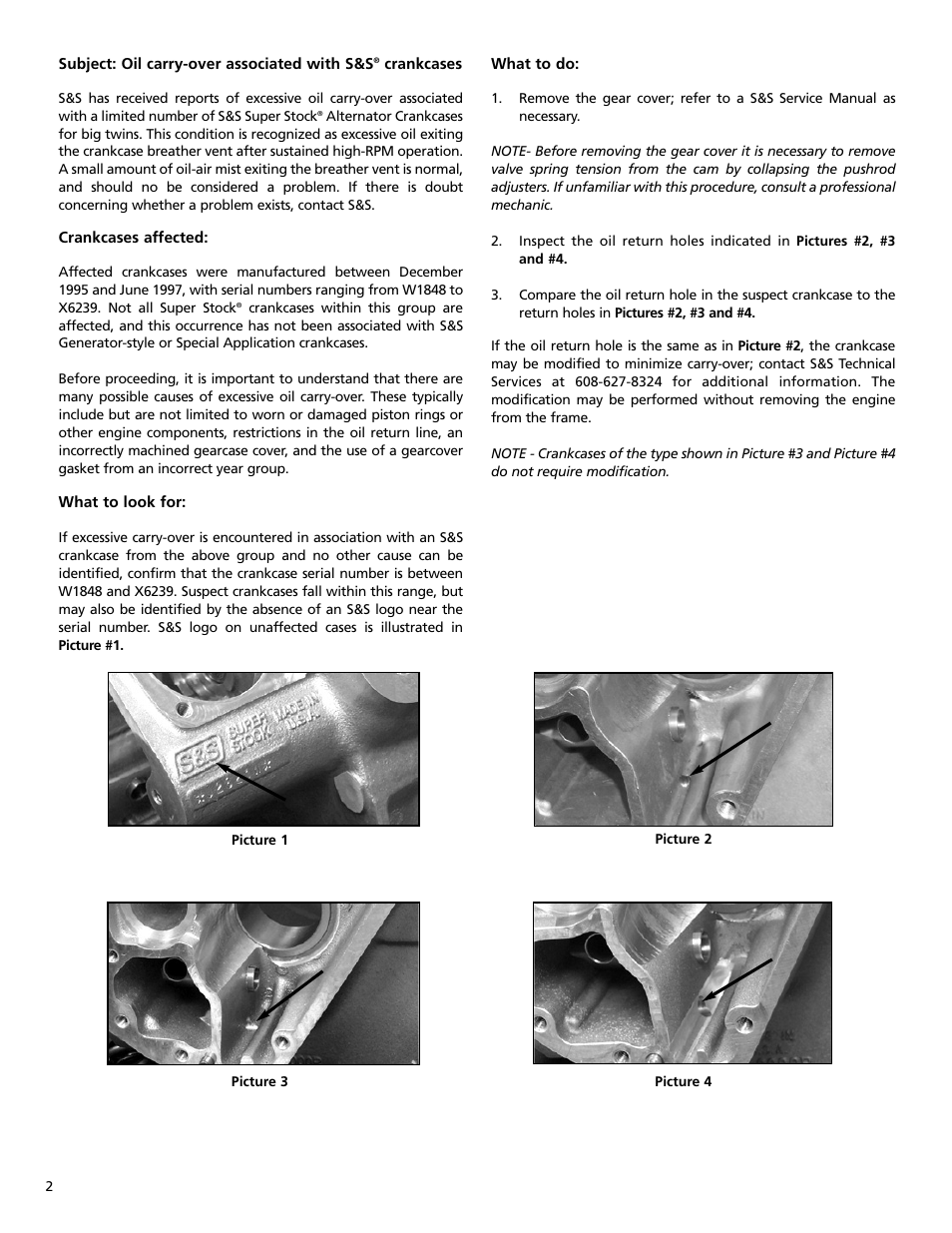 S&S Cycle Oil Carry-Over User Manual | Page 2 / 2