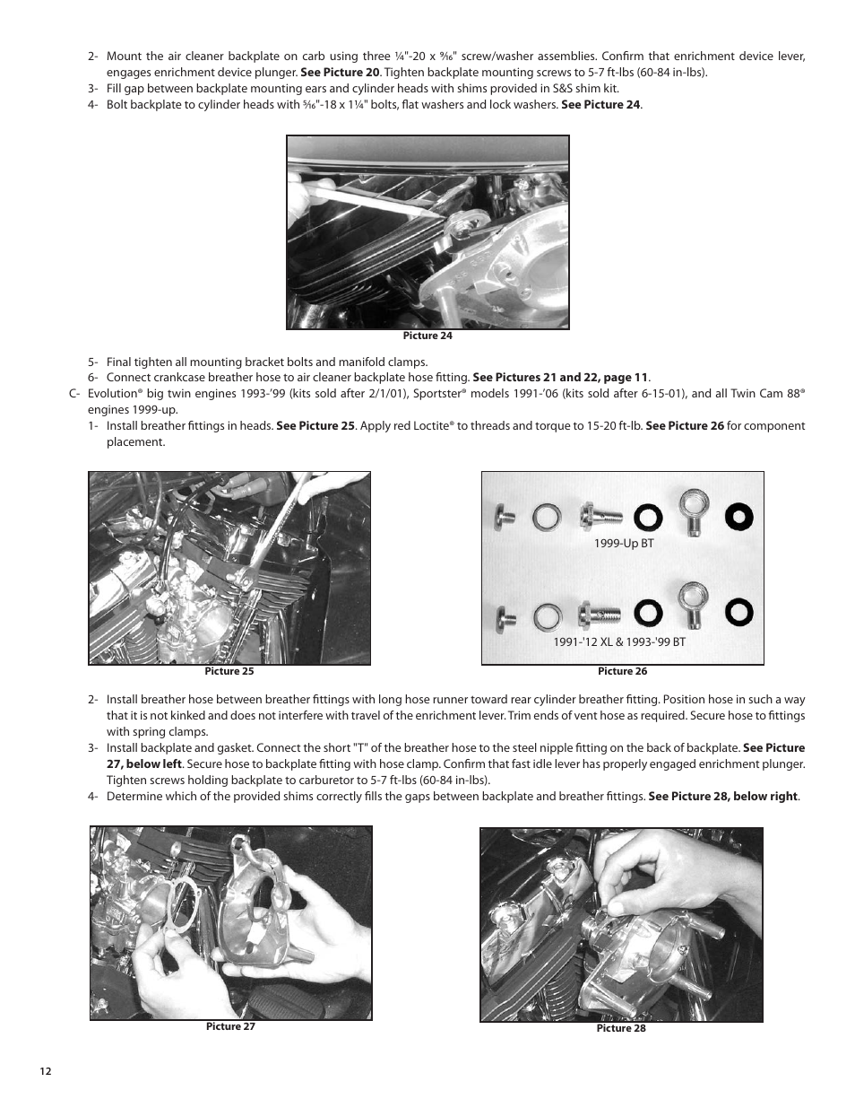 S&S Cycle Super E and G Series Shorty Carburetors User Manual | Page 12 / 36