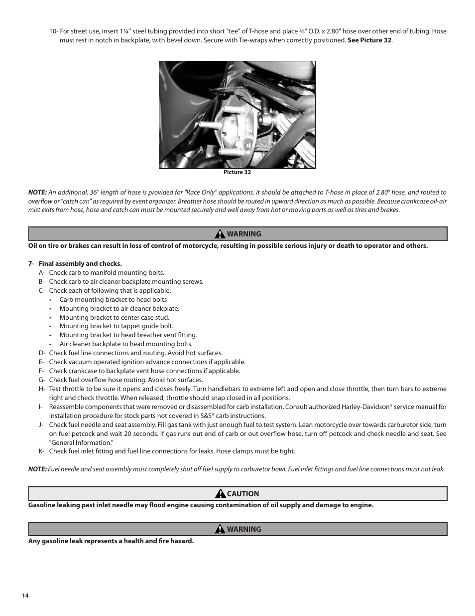 S&S Cycle Super E and G Series Shorty Carburetors User Manual | Page 14 / 36