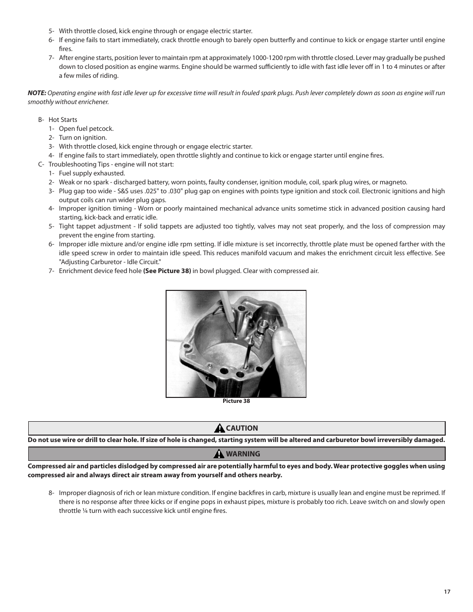 S&S Cycle Super E and G Series Shorty Carburetors User Manual | Page 17 / 36