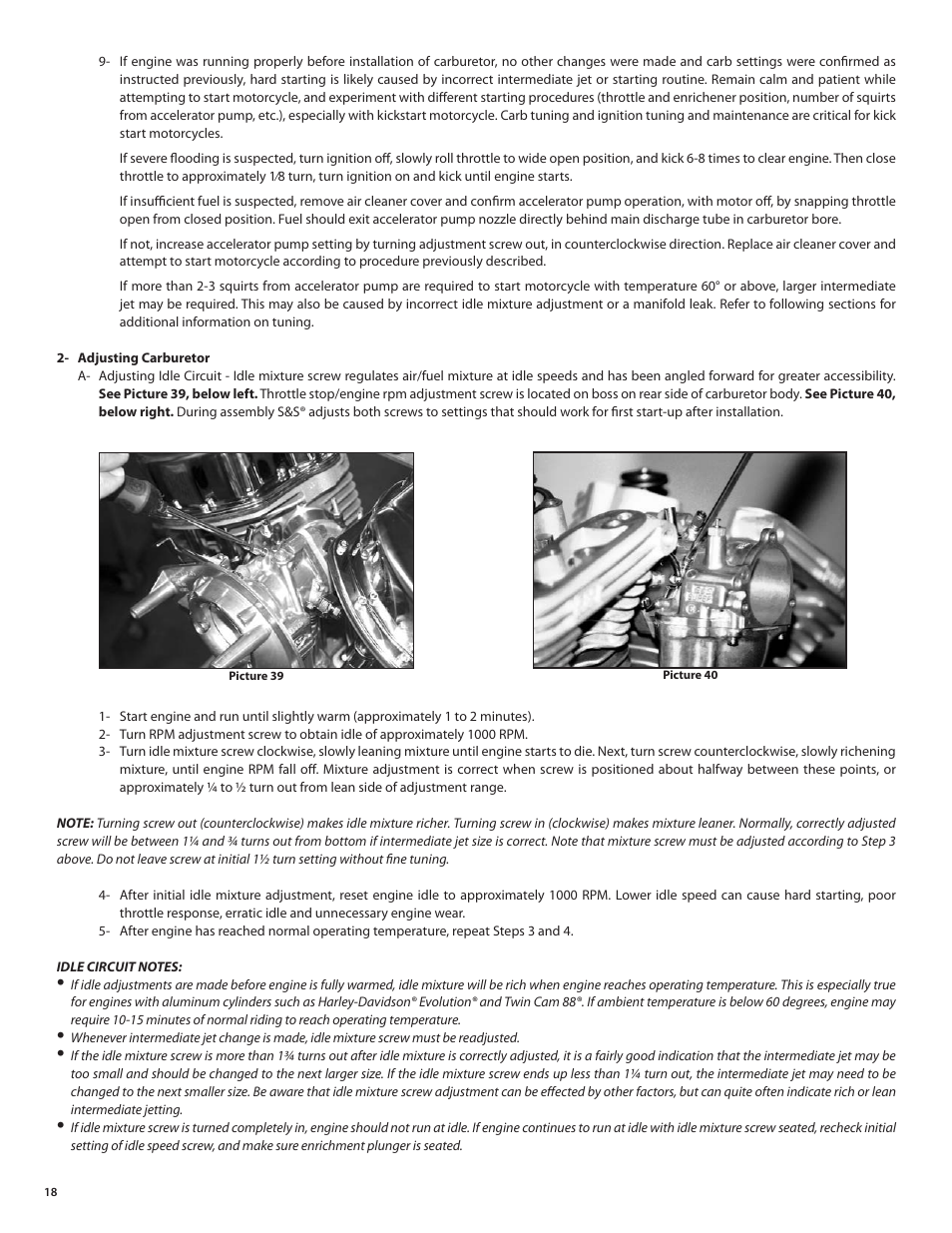 S&S Cycle Super E and G Series Shorty Carburetors User Manual | Page 18 / 36