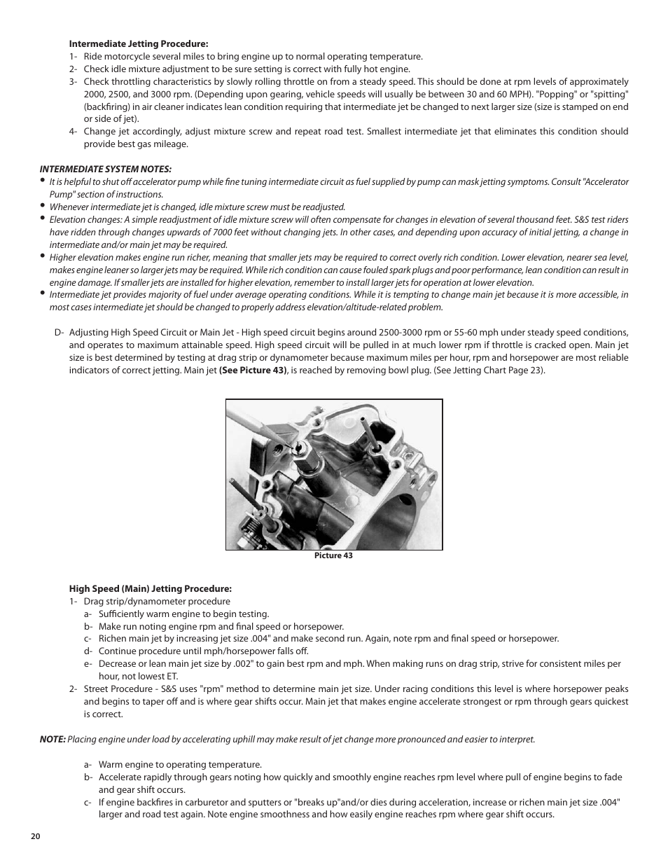 S&S Cycle Super E and G Series Shorty Carburetors User Manual | Page 20 / 36