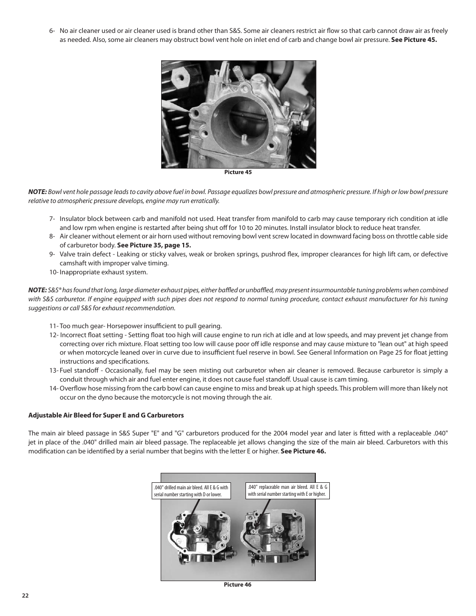 S&S Cycle Super E and G Series Shorty Carburetors User Manual | Page 22 / 36