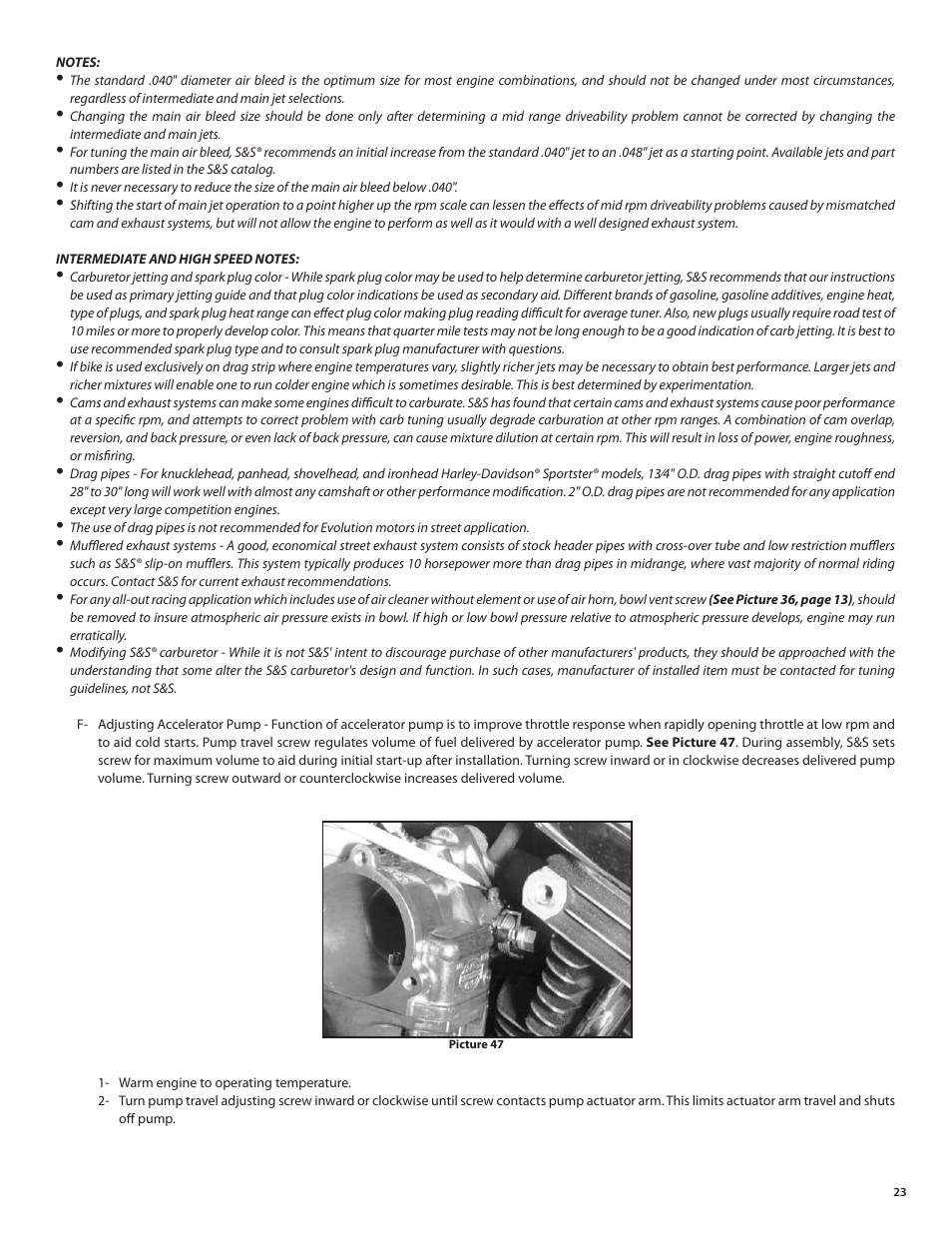 S&S Cycle Super E and G Series Shorty Carburetors User Manual | Page 23 / 36