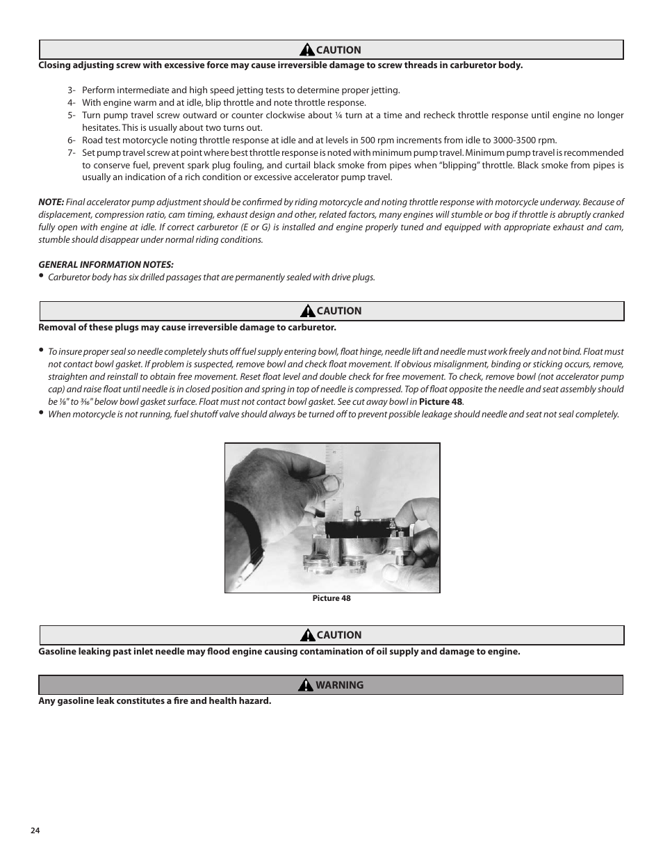 S&S Cycle Super E and G Series Shorty Carburetors User Manual | Page 24 / 36